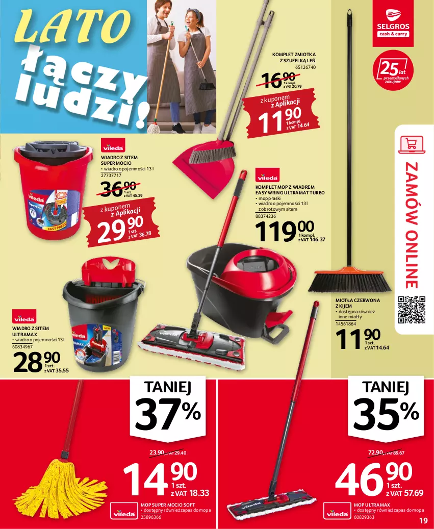 Gazetka promocyjna Selgros - Oferta przemysłowa - ważna 28.07 do 10.08.2022 - strona 19 - produkty: Kije, Miotła, Mop, Rama, Wiadro