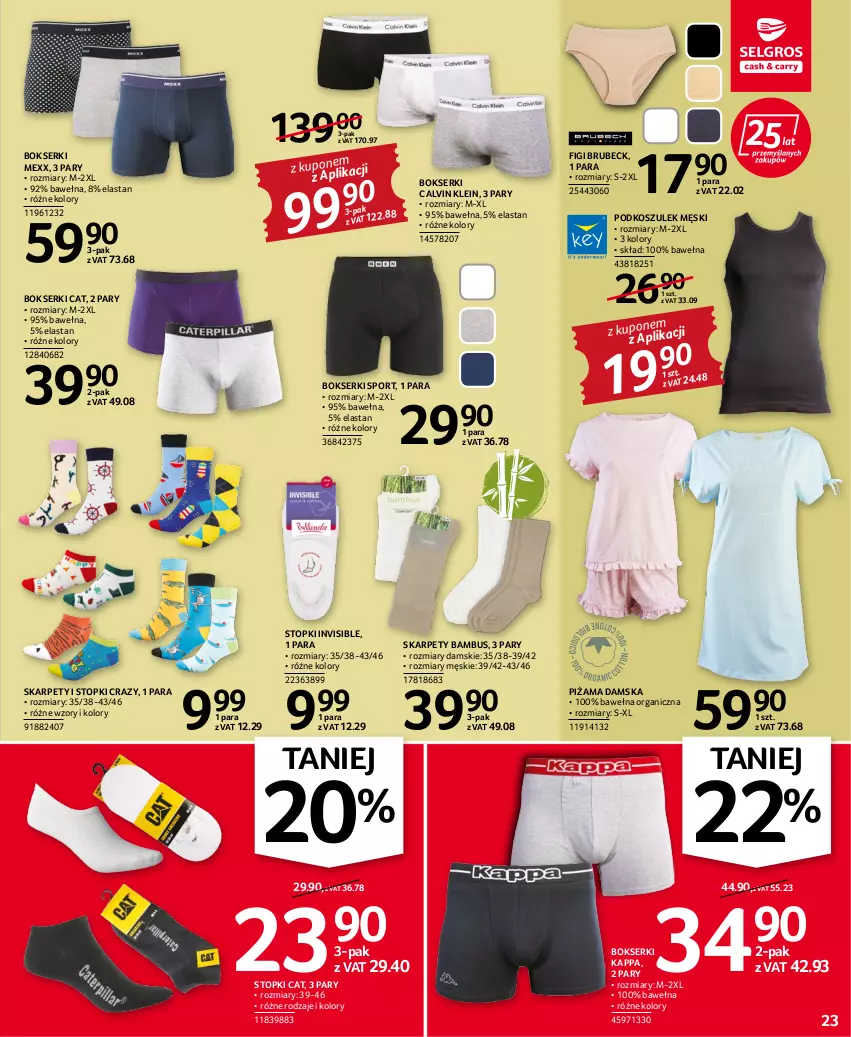 Gazetka promocyjna Selgros - Oferta przemysłowa - ważna 28.07 do 10.08.2022 - strona 23 - produkty: Bokserki, Calvin Klein, Figi, Karp, Kosz, Mexx, Piżama, Podkoszulek, Por, Ser, Sport, Top, Wełna