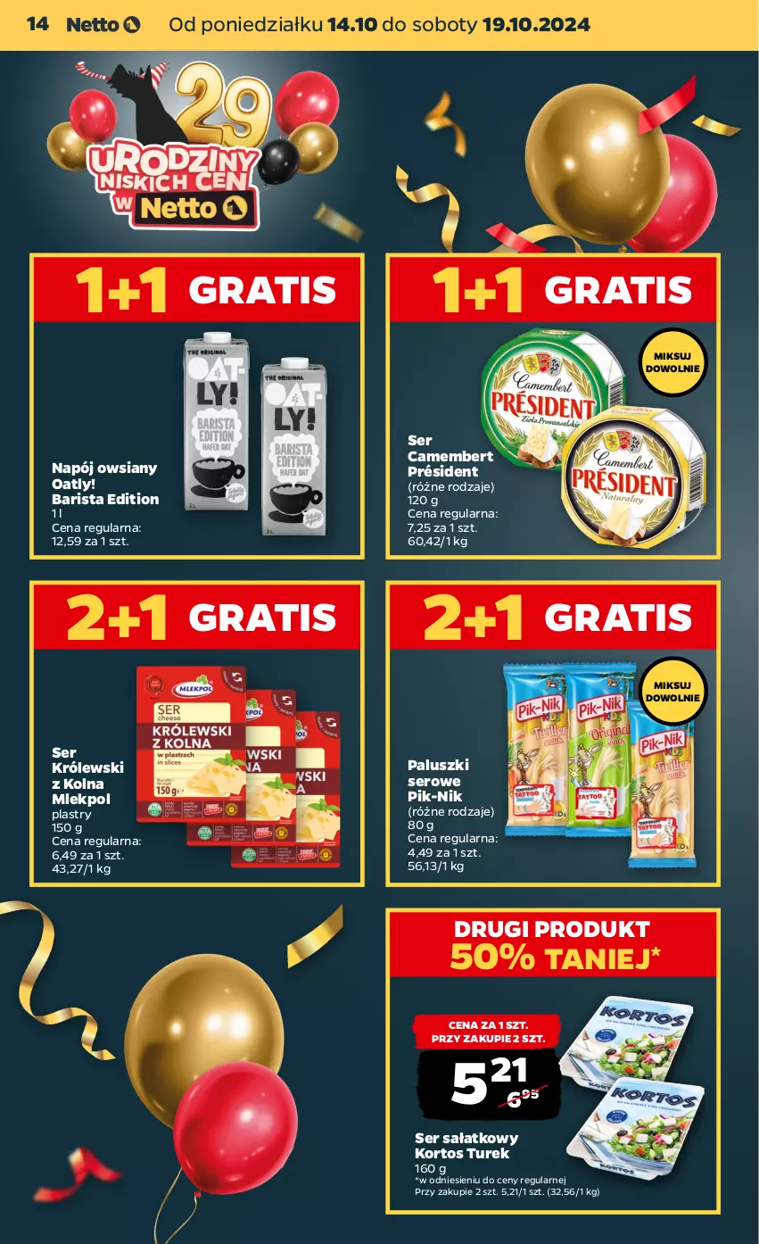 Gazetka promocyjna Netto - Artykuły spożywcze - ważna 14.10 do 19.10.2024 - strona 14 - produkty: Camembert, Gra, Królewski, Napój, Président, Sałat, Ser