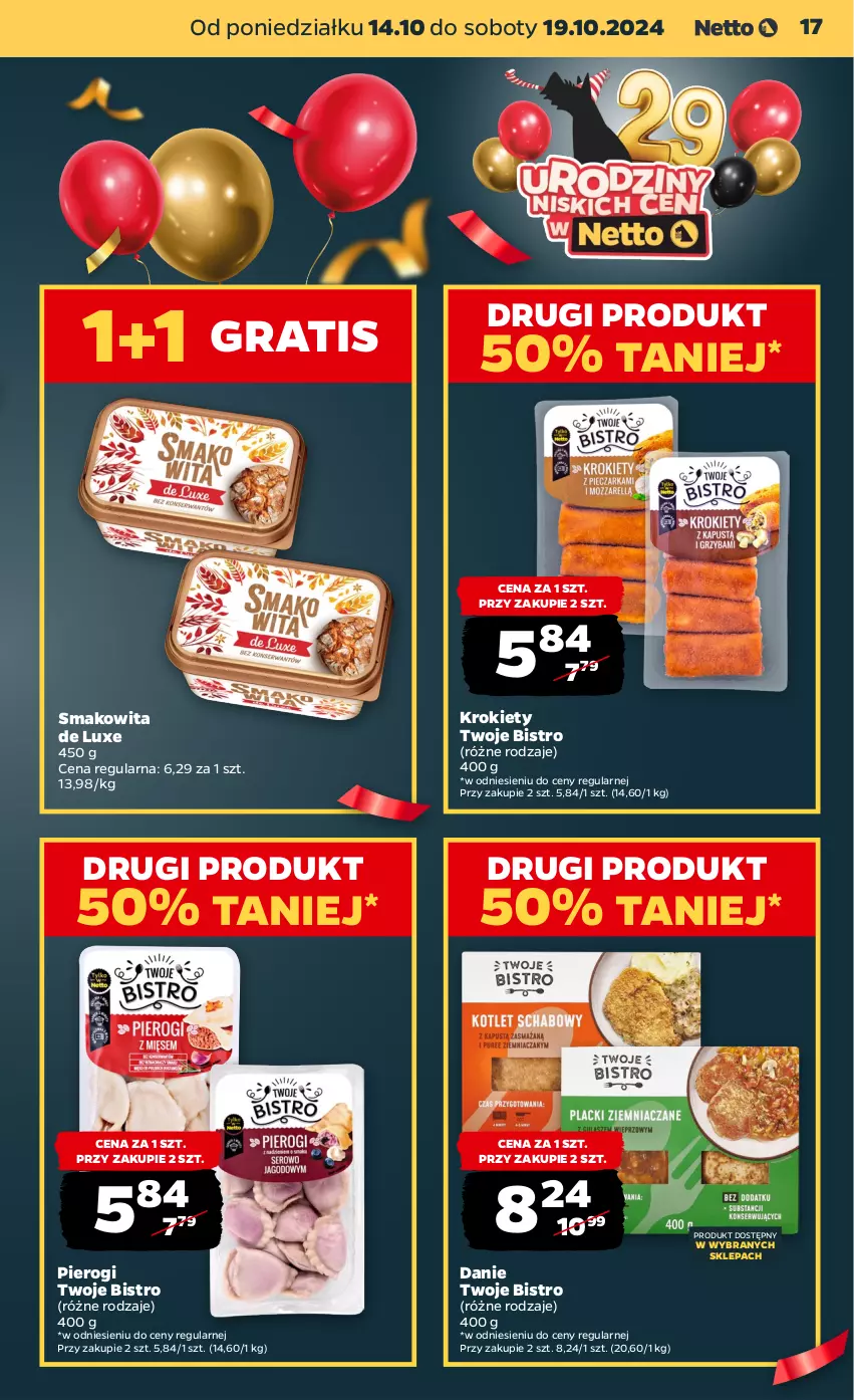 Gazetka promocyjna Netto - Artykuły spożywcze - ważna 14.10 do 19.10.2024 - strona 17 - produkty: Gra, Krokiety, Pierogi, Smakowita