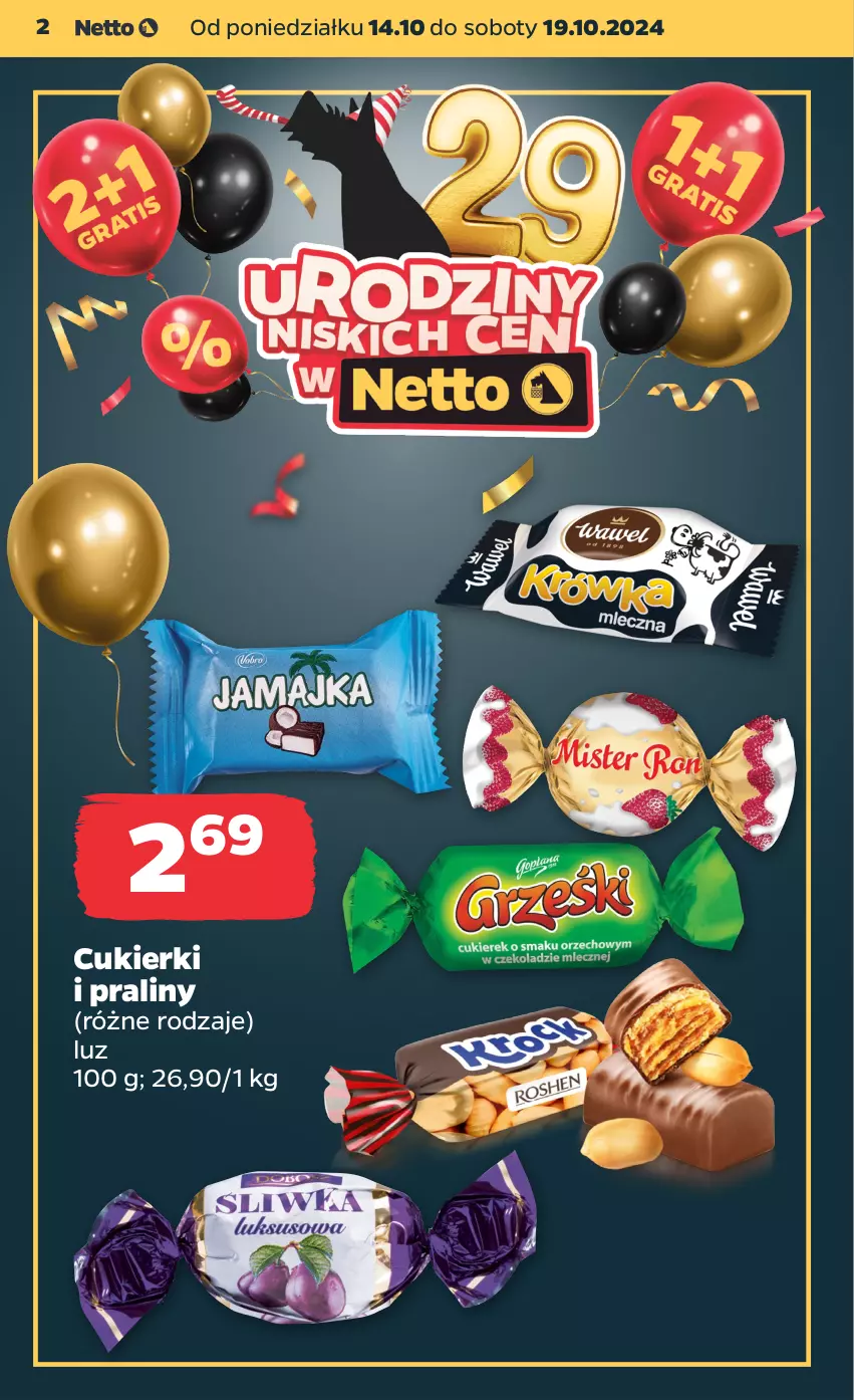 Gazetka promocyjna Netto - Artykuły spożywcze - ważna 14.10 do 19.10.2024 - strona 2 - produkty: Cukier, Cukierki, Praliny