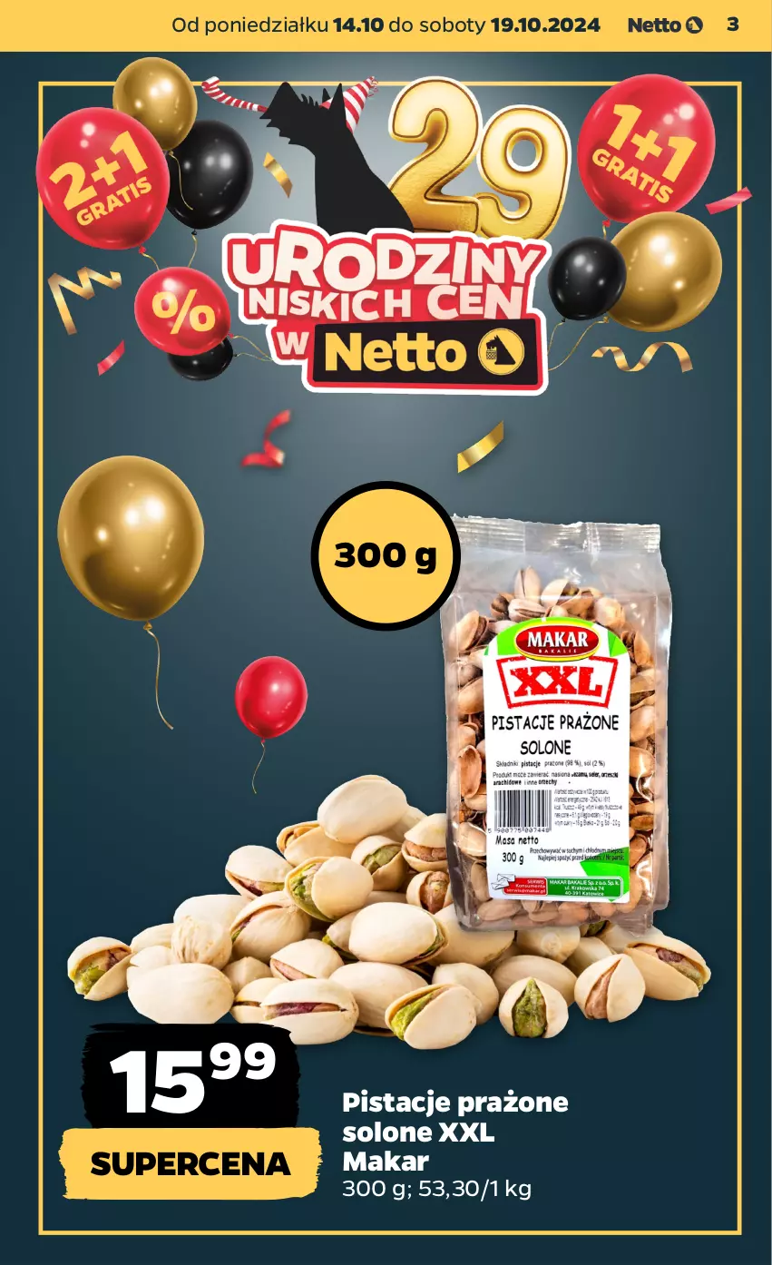 Gazetka promocyjna Netto - Artykuły spożywcze - ważna 14.10 do 19.10.2024 - strona 3 - produkty: Pistacje