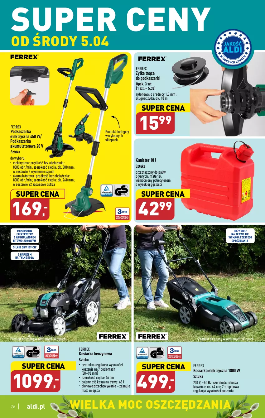 Gazetka promocyjna Aldi - Pełen katalog - ważna 03.04 do 08.04.2023 - strona 26 - produkty: Akumulator, Kasza, Kosiarka, Kosz, Sok, Top