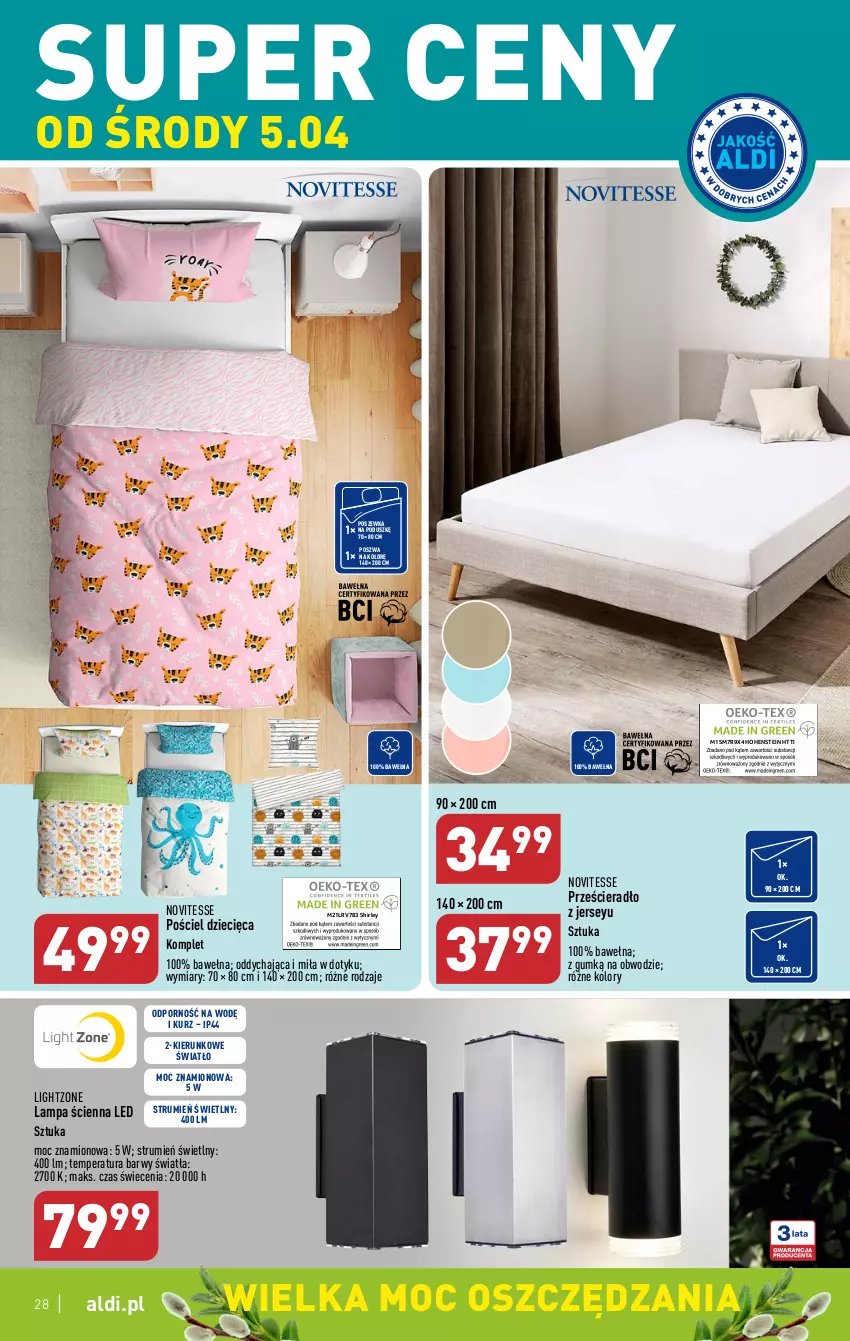 Gazetka promocyjna Aldi - Pełen katalog - ważna 03.04 do 08.04.2023 - strona 28 - produkty: Dzieci, Lampa, Lampa ścienna, Por, Pościel, Poszewka, Prześcieradło, Rum, Wełna