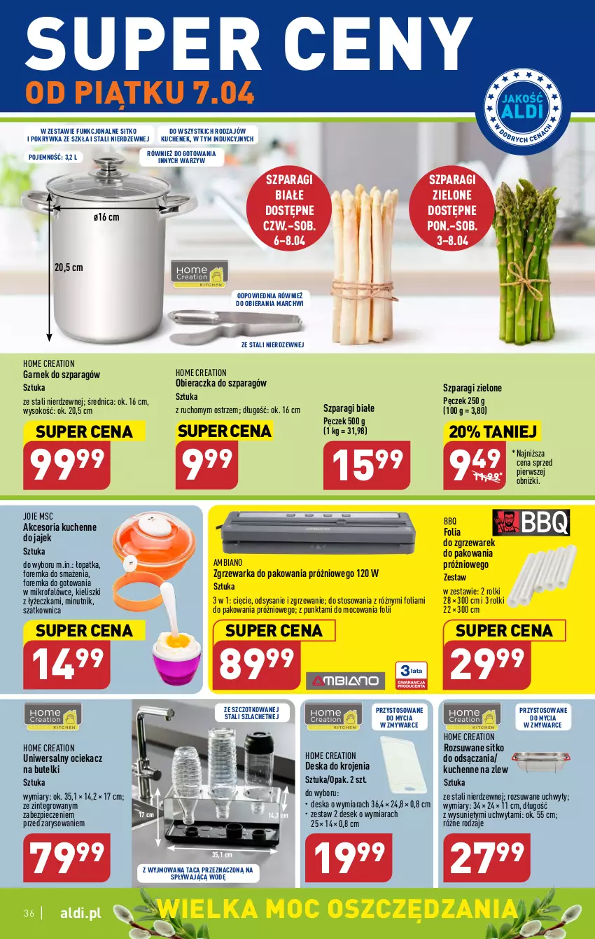 Gazetka promocyjna Aldi - Pełen katalog - ważna 03.04 do 08.04.2023 - strona 36 - produkty: Deska do krojenia, Fa, Garnek, Obieraczka, Ociekacz, Piec, Rolki, Sitko, Sok, Szatkownica, Uchwyty, Warka, Zlew