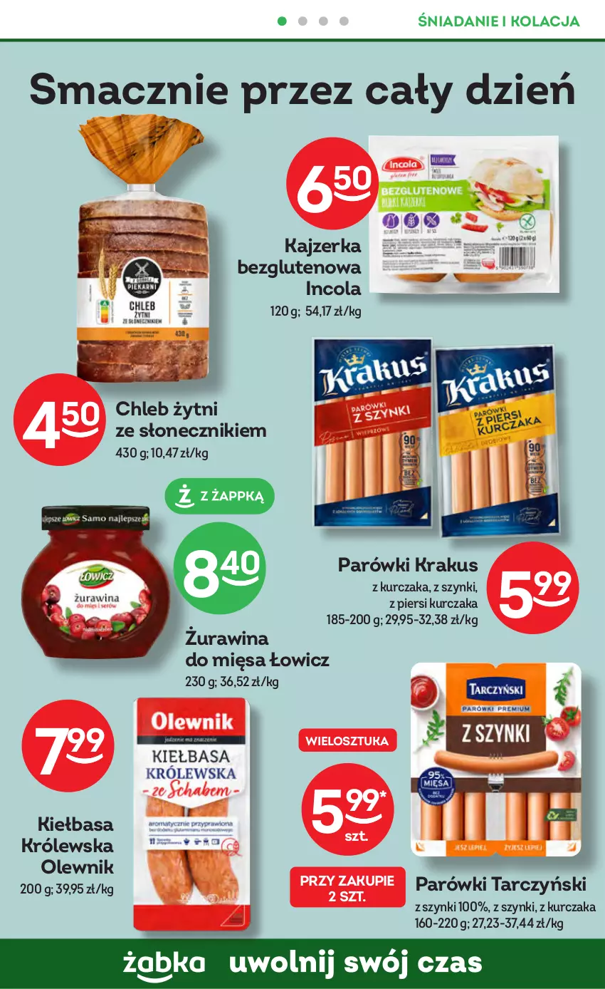 Gazetka promocyjna Żabka - ważna 25.10 do 07.11.2023 - strona 34 - produkty: Chleb, Kajzerka, Kiełbasa, Krakus, Kurczak, Olewnik, Parówki, Tarczyński