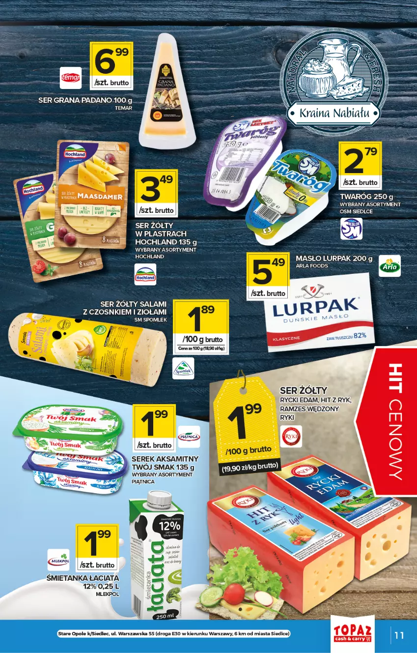 Gazetka promocyjna Topaz - Gazetka - ważna 13.05 do 19.05.2021 - strona 11 - produkty: Aksam, Edam, Gra, Hochland, Lurpak, Masło, Piątnica, Salami, Ser, Serek, Twaróg, Twój Smak