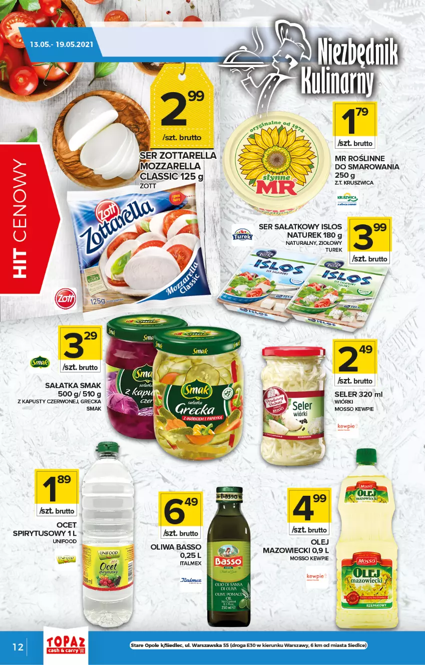 Gazetka promocyjna Topaz - Gazetka - ważna 13.05 do 19.05.2021 - strona 12 - produkty: Mozzarella, NaTurek, Ocet, Olej, Sałat, Sałatka, Ser, Zott, Zottarella