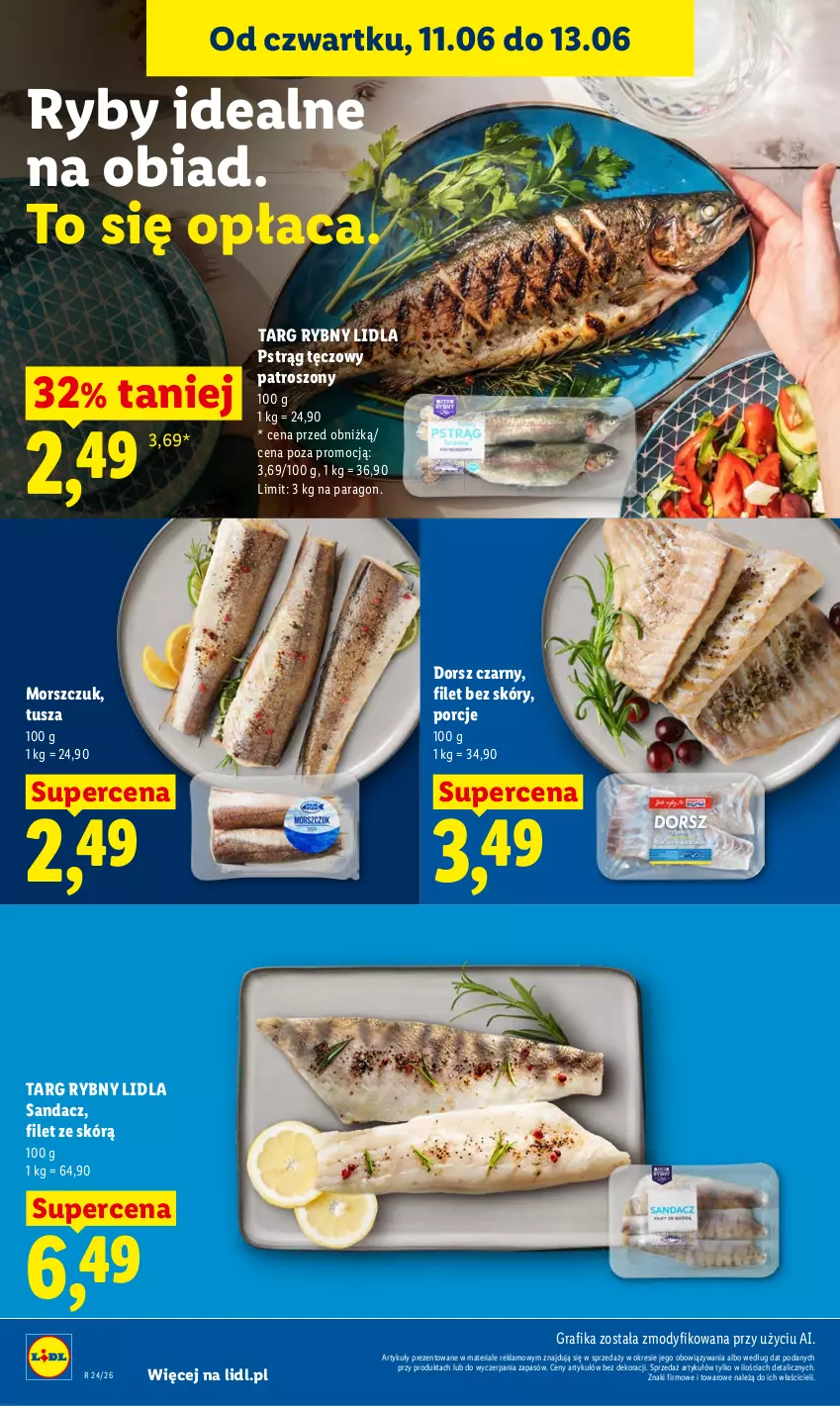 Gazetka promocyjna Lidl - Gazetka ważna od 11.06 do 13.06 - ważna 11.06 do 13.06.2026 - strona 58 - produkty: Dorsz, Gra, Grafika, Por, Pstrąg, Pstrąg tęczowy, Sandacz, Tusz