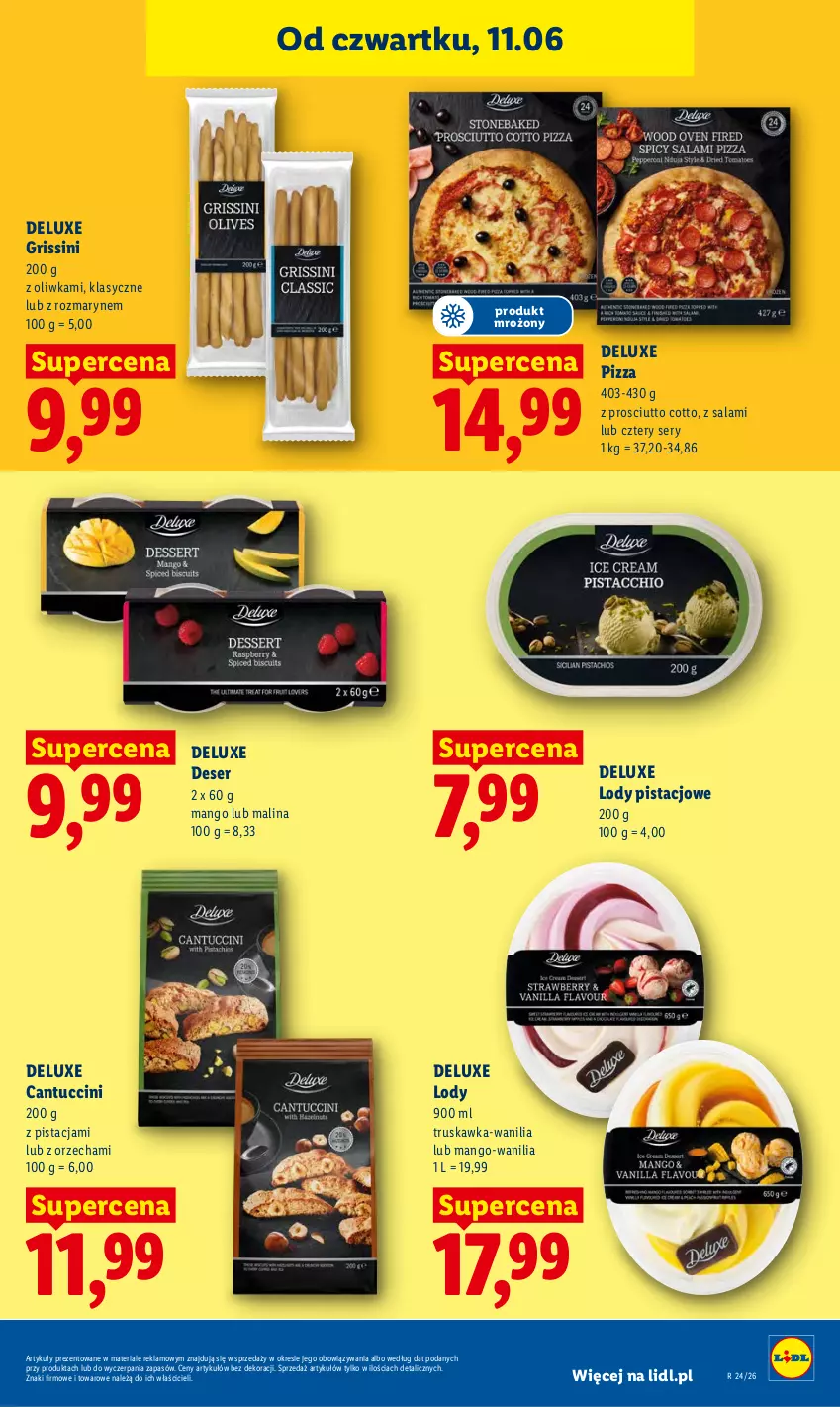 Gazetka promocyjna Lidl - Gazetka ważna od 11.06 do 13.06 - ważna 11.06 do 13.06.2026 - strona 63 - produkty: Deser, Grissini, Lody, Mango, Pizza, Prosciutto, Salami, Ser