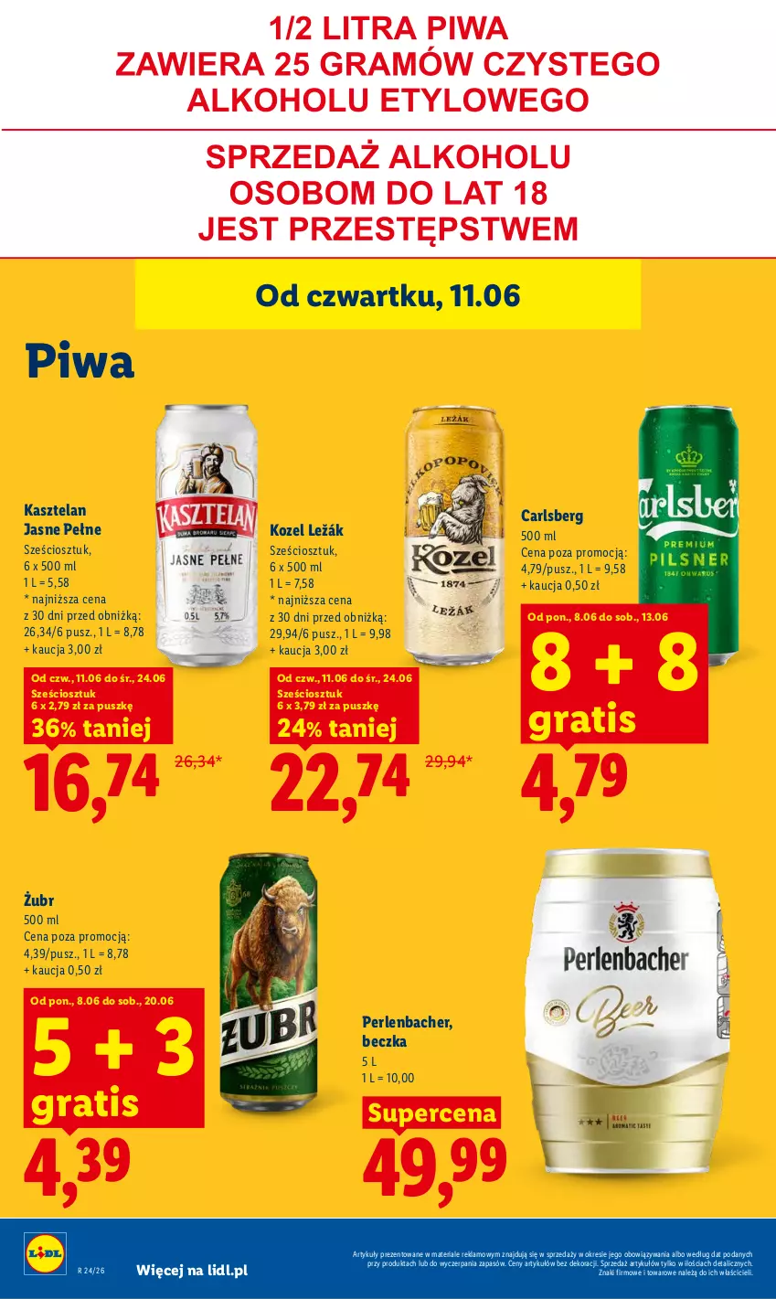Gazetka promocyjna Lidl - Gazetka ważna od 11.06 do 13.06 - ważna 11.06 do 13.06.2026 - strona 70 - produkty: Carlsberg, Gra, Kasztelan, Kozel, NBA, Piwa