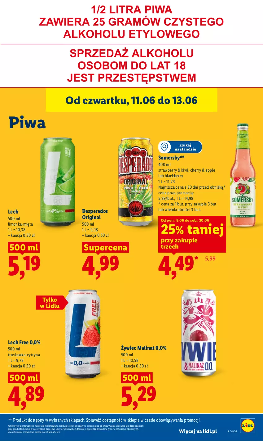 Gazetka promocyjna Lidl - Gazetka ważna od 11.06 do 13.06 - ważna 11.06 do 13.06.2026 - strona 71 - produkty: Desperados, Gin, Kiwi, Lack, Limonka, Mięta, Piwa, Somersby