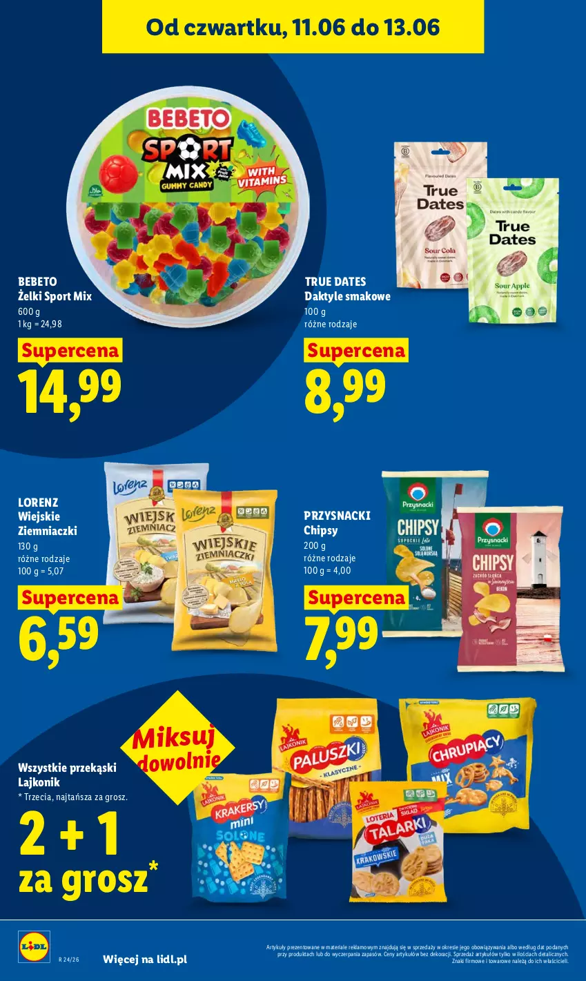 Gazetka promocyjna Lidl - Gazetka ważna od 11.06 do 13.06 - ważna 11.06 do 13.06.2026 - strona 78 - produkty: Chipsy, Daktyle, Lajkonik, Lorenz, Por, Przysnacki, Sport
