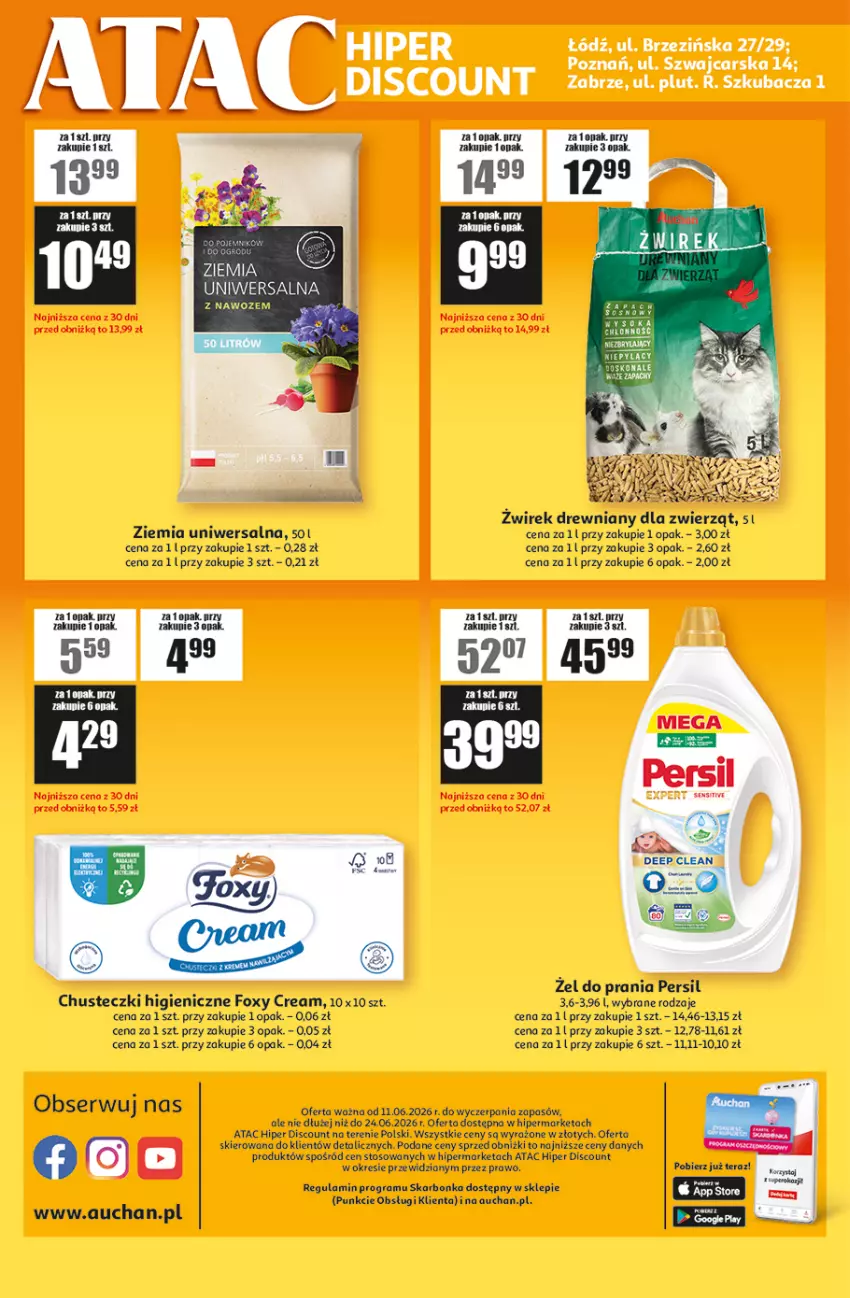 Gazetka promocyjna Auchan - Gazetka ATAC Hiper Discount - ważna 11.06 do 24.06.2026 - strona 4 - produkty: Cars, Chusteczki, Foxy, Gra, Persil, Por, Ser