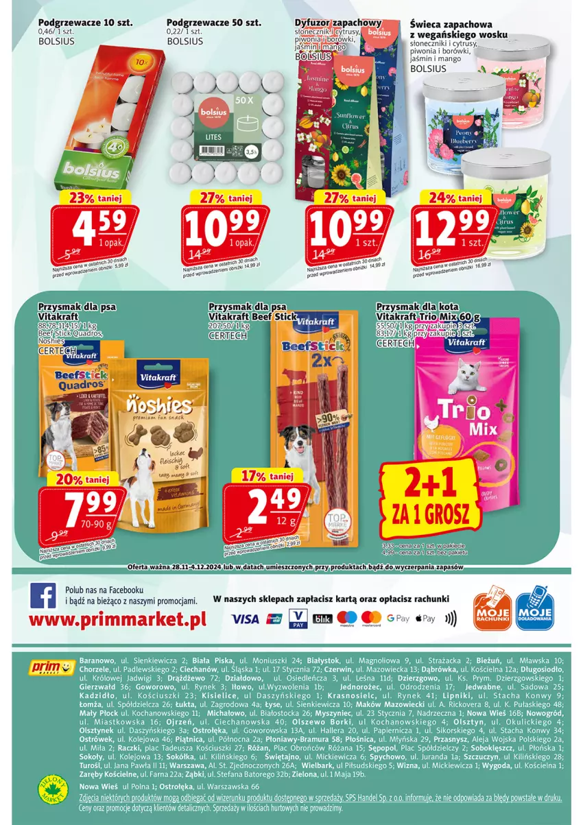 Gazetka promocyjna Prim Market - ważna 28.11 do 04.12.2024 - strona 16 - produkty: Bols, Bolsius, Fa, Mango, Mus, Piwo, Podgrzewacze, Przysmaki, Vitakraft