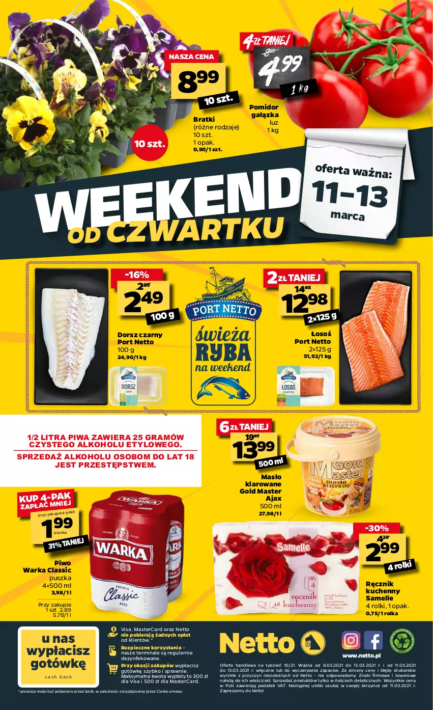 Gazetka promocyjna Netto - Oferta tygodnia - ważna 08.03 do 13.03.2021 - strona 16 - produkty: Ajax, Dorsz, Gra, Masło, Masło klarowane, Papier, Piec, Piwa, Piwo, Por, Ręcznik, Ręcznik kuchenny, Rolki, Warka