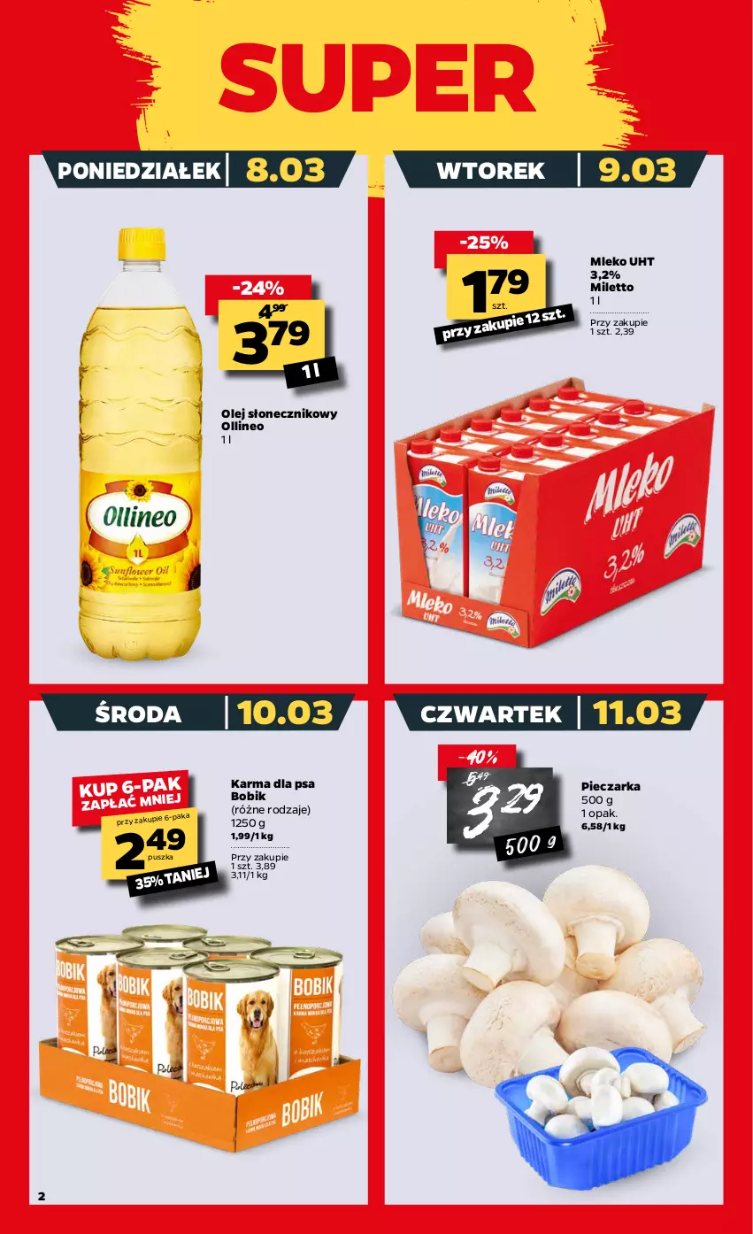 Gazetka promocyjna Netto - Oferta tygodnia - ważna 08.03 do 13.03.2021 - strona 2 - produkty: Mleko, Olej, Olej słonecznikowy, Piec, Pieczarka