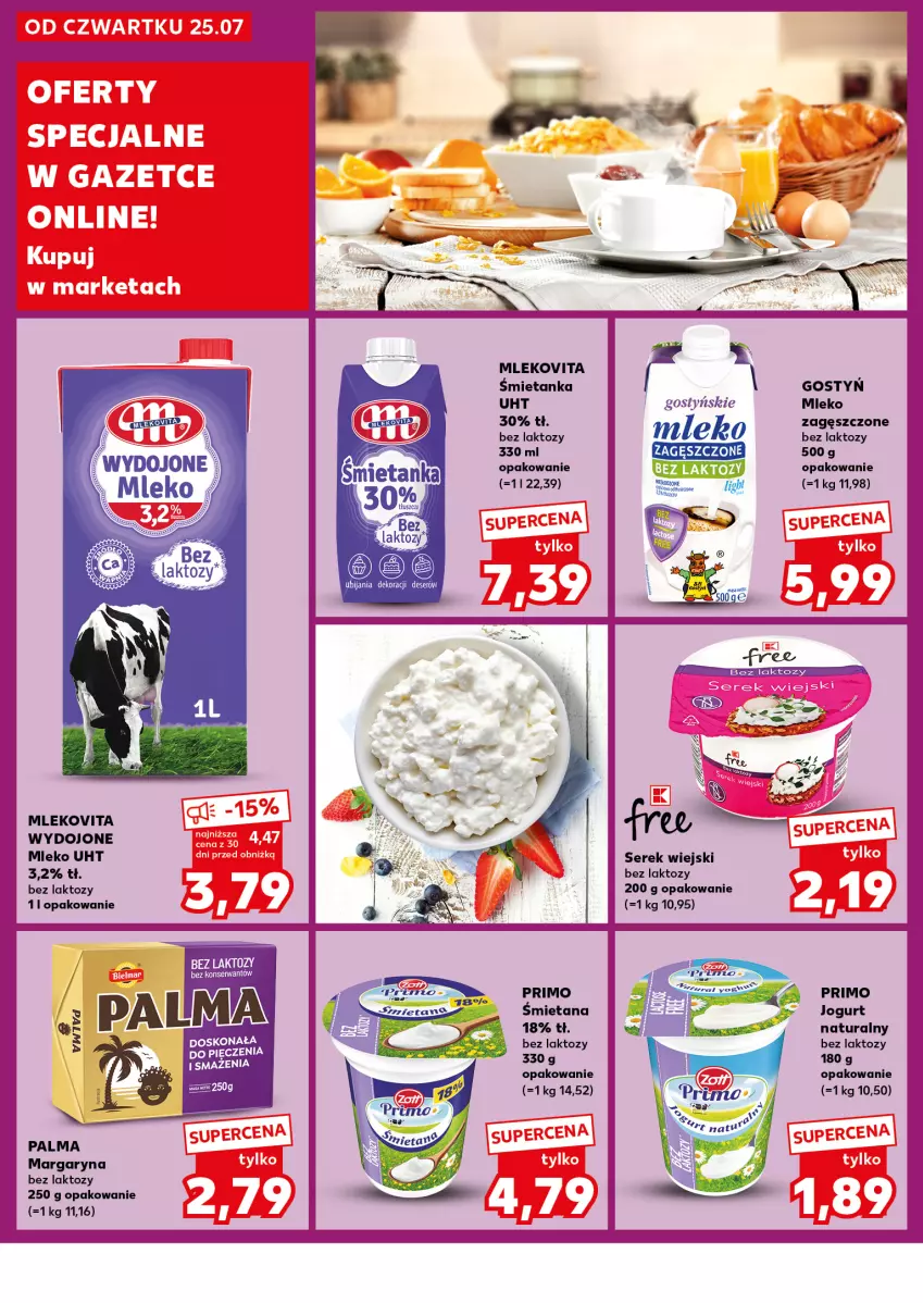 Gazetka promocyjna Kaufland - Kaufland - ważna 05.08 do 07.08.2024 - strona 24 - produkty: Jogurt, Jogurt naturalny, Margaryna, Mleko, Mleko zagęszczone, Mlekovita, Palma, Ser, Serek, Serek wiejski