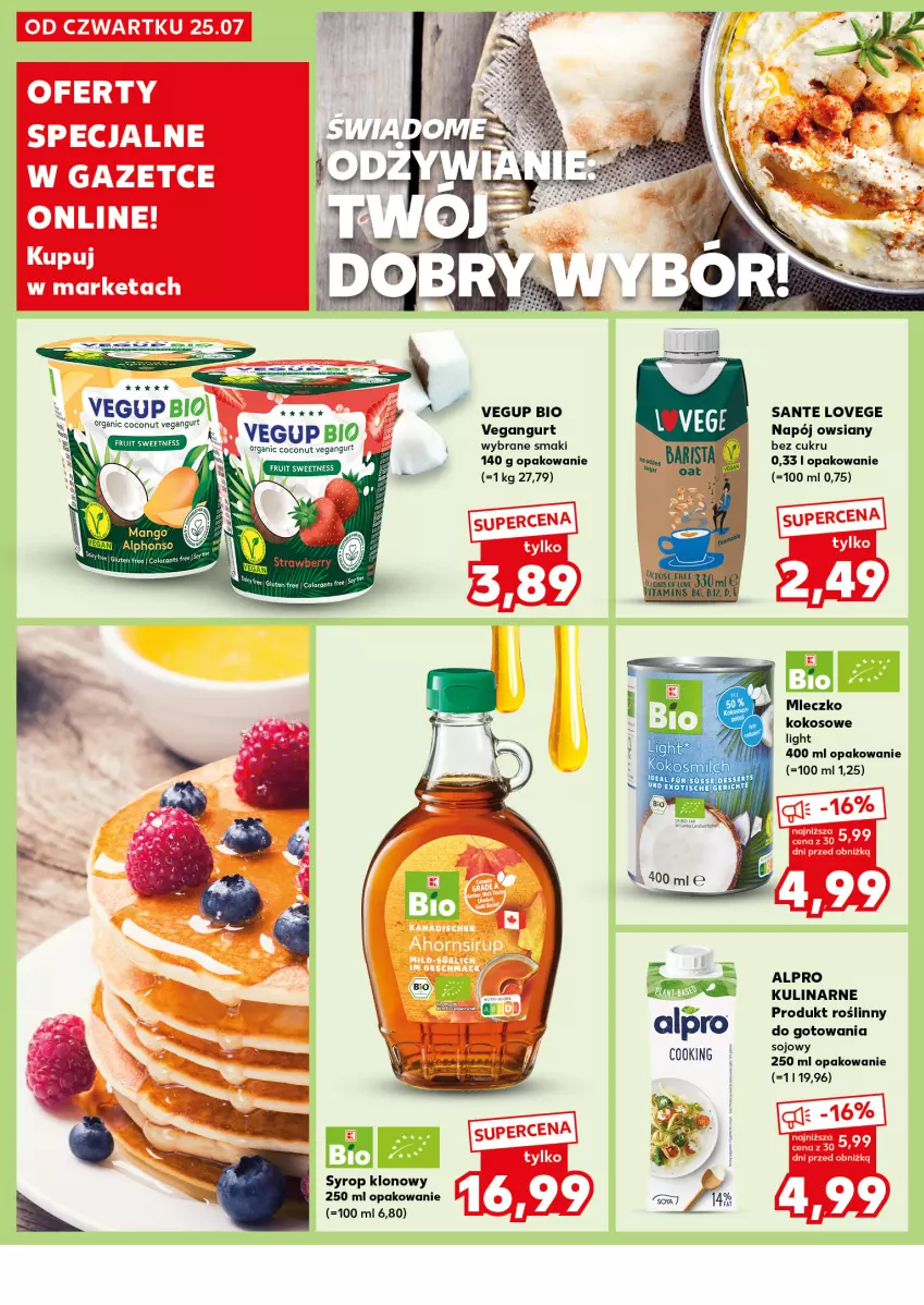 Gazetka promocyjna Kaufland - Kaufland - ważna 05.08 do 07.08.2024 - strona 28 - produkty: Alpro, Kokos, Mleczko, Napój, Sante, Ser, Sos, Syrop, Vegangurt