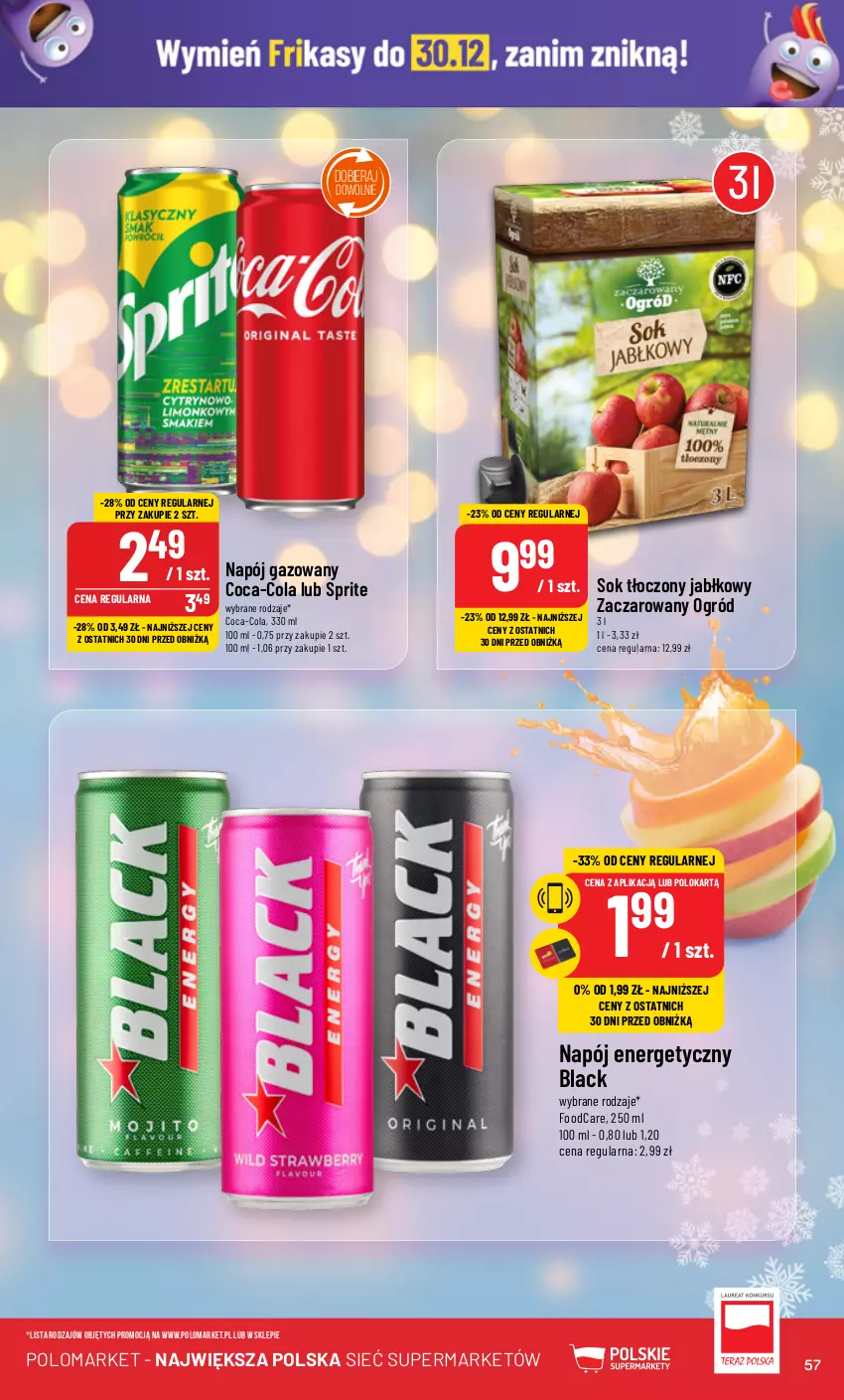 Gazetka promocyjna PoloMarket - Gazetka pomocyjna - ważna 20.12 do 23.12.2023 - strona 57 - produkty: Coca-Cola, Lack, Napój, Napój energetyczny, Napój gazowany, Ogród, Sok, Sprite