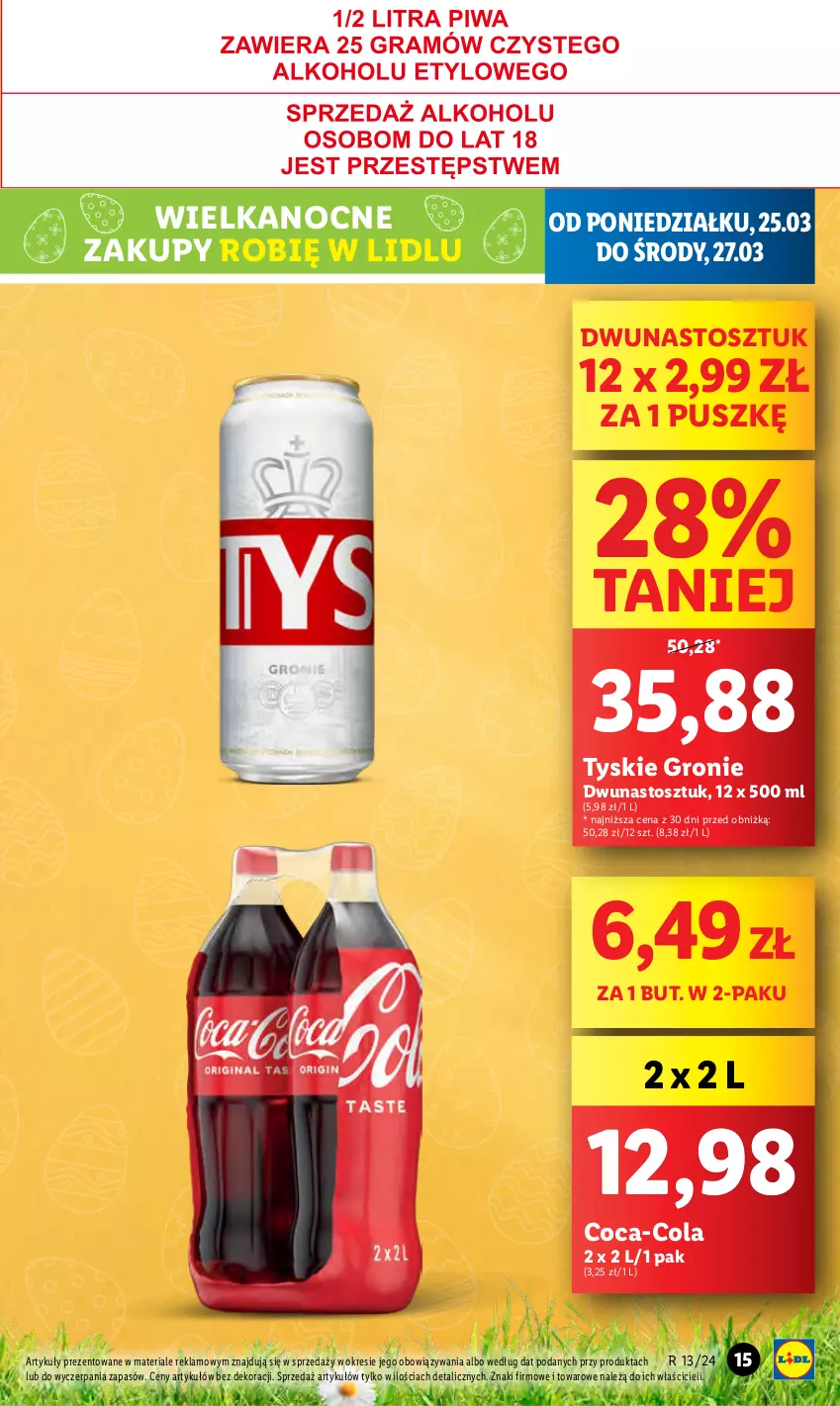 Gazetka promocyjna Lidl - GAZETKA - ważna 25.03 do 27.03.2024 - strona 15 - produkty: Coca-Cola, Tyskie