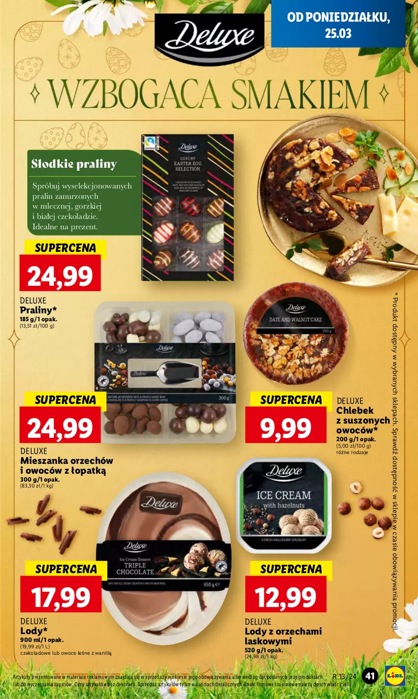 Gazetka promocyjna Lidl - GAZETKA - ważna 25.03 do 27.03.2024 - strona 45 - produkty: Chleb, Lody, Owoce, Praliny