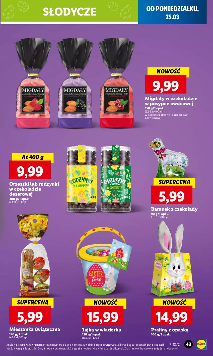 Gazetka promocyjna Lidl - GAZETKA - ważna 25.03 do 27.03.2024 - strona 47 - produkty: Deser, Migdały, Migdały w czekoladzie, Orzeszki, Por, Praliny, Rodzynki, Ser