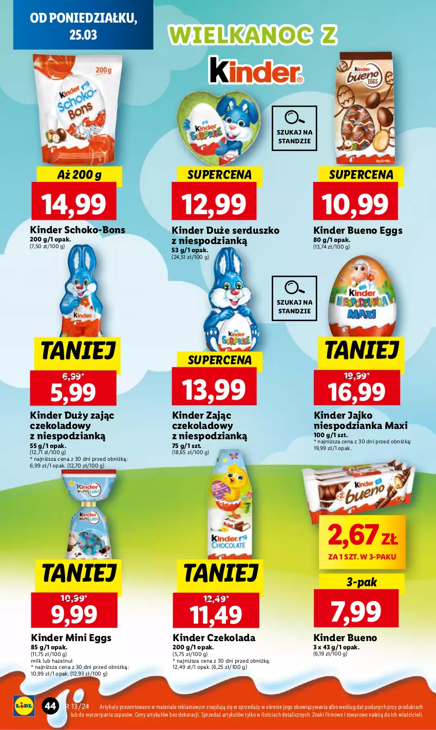 Gazetka promocyjna Lidl - GAZETKA - ważna 25.03 do 27.03.2024 - strona 48 - produkty: Czekolada, Kinder, Kinder Bueno, Ser