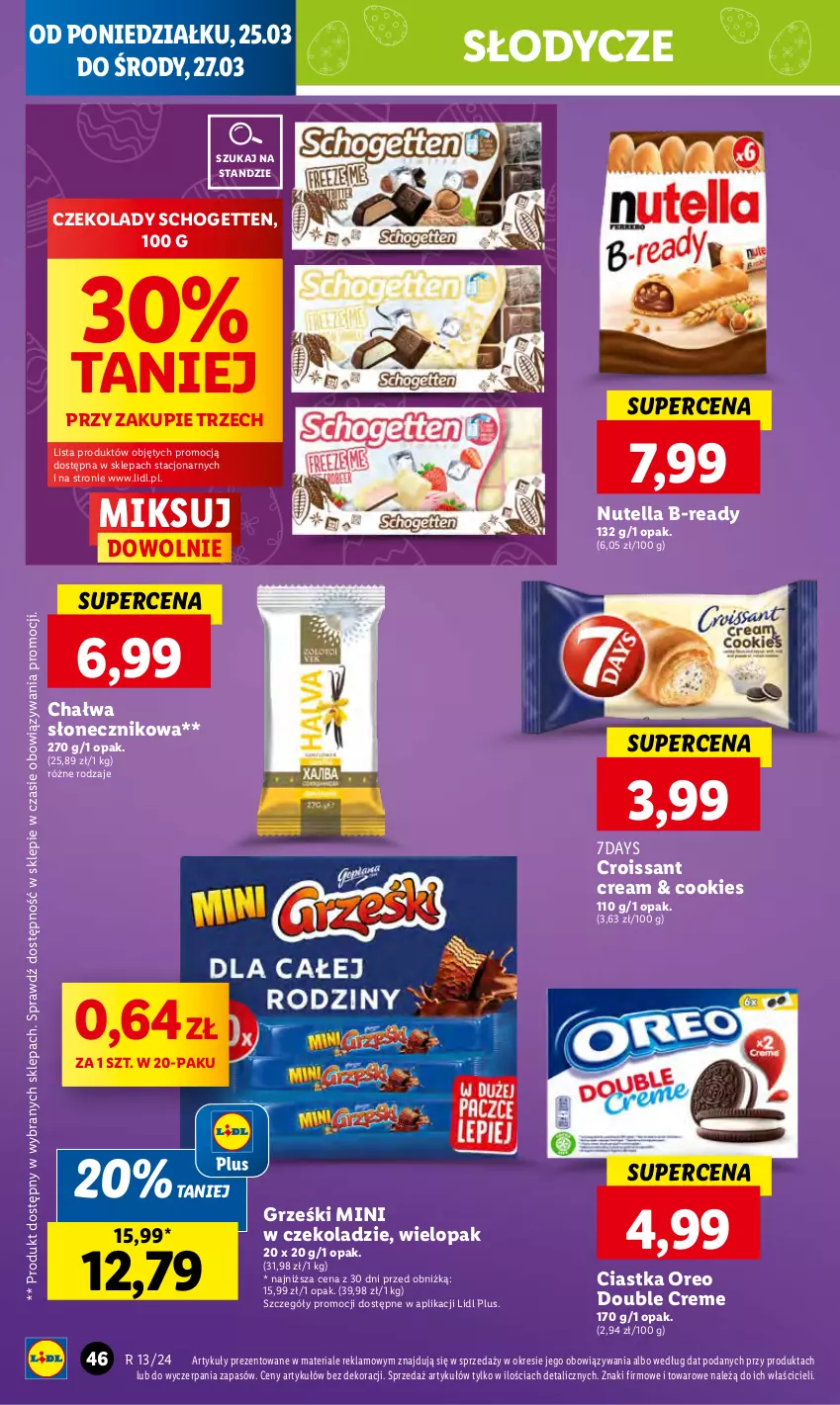 Gazetka promocyjna Lidl - GAZETKA - ważna 25.03 do 27.03.2024 - strona 50 - produkty: Chałwa, Ciastka, Croissant, Grześki, Nutella, Oreo, Schogetten