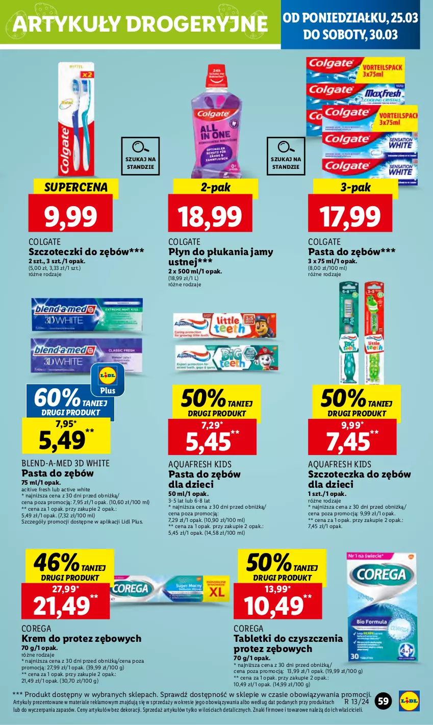 Gazetka promocyjna Lidl - GAZETKA - ważna 25.03 do 27.03.2024 - strona 67 - produkty: Aquafresh, Blend-a-Med, Colgate, Corega, Dzieci, LG, Pasta do zębów, Płyn do płukania, Płyn do płukania jamy ustnej, Szczoteczka, Szczoteczka do zębów, Tablet