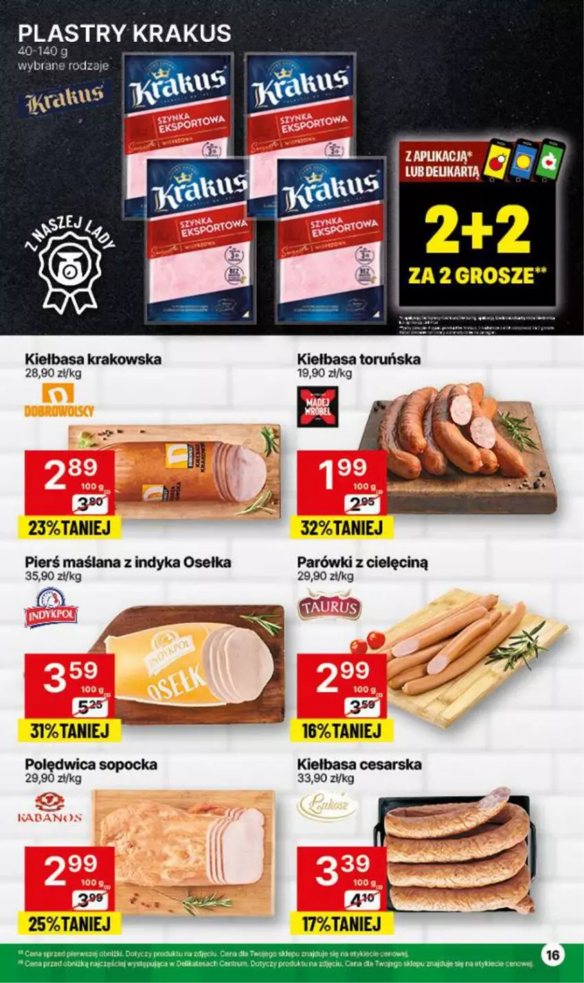 Gazetka promocyjna Delikatesy Centrum - NOWA GAZETKA Delikatesy Centrum od 8 lipca! 8-14.07.2024 - ważna 08.07 do 14.07.2024 - strona 16 - produkty: Kiełbasa, Kiełbasa krakowska, Krakus, LANA, Parówki, Polędwica, Ser