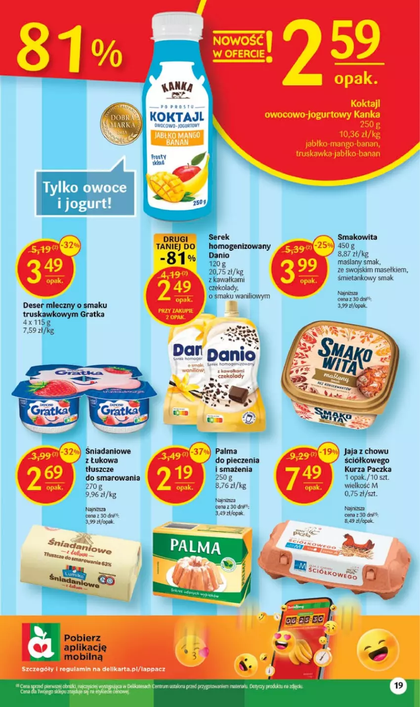 Gazetka promocyjna Delikatesy Centrum - Gazetka DC36 - ważna 14.09 do 20.09.2023 - strona 19 - produkty: Danio, Deser, Deser mleczny, Gra, Jaja, Jogurt, Kawa, Mango, Palma, Piec, Ser, Serek, Smakowita