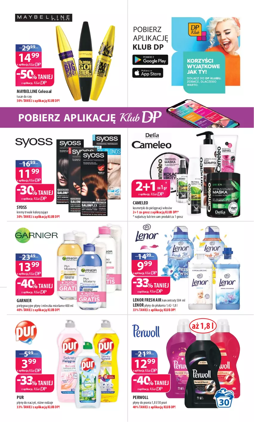 Gazetka promocyjna Drogerie Polskie - Gazetka - ważna 10.09 do 30.09.2021 - strona 3 - produkty: Bell, Eleo, Garnier, Kosmetyki do pielęgnacji, Lenor, Maybelline, Perwoll, Pur, Syoss, Tusz