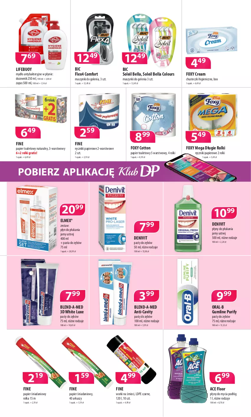 Gazetka promocyjna Drogerie Polskie - Gazetka - ważna 10.09 do 30.09.2021 - strona 7 - produkty: Bell, Bella, BIC, Blend-a-Med, Chusteczki, Danio, Denivit, Dozownik, Elmex, Foxy, Gra, Mydło, Papier, Papier toaletowy, Pasta do zębów, Płyn do płukania, Płyn do płukania jamy ustnej, Pur, Ręcznik, Ręczniki papierowe, Rolki, Worki na śmiec, Worki na śmieci