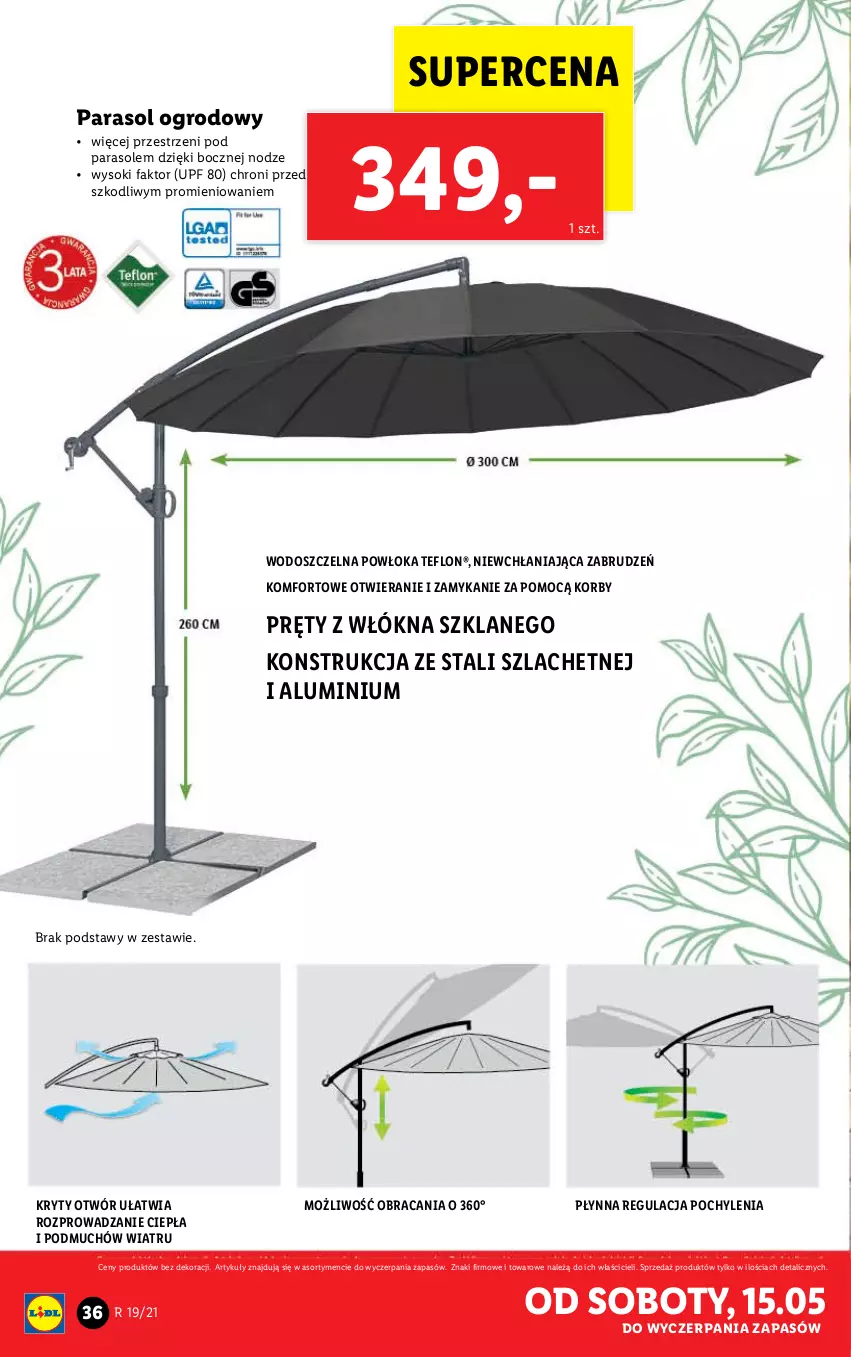 Gazetka promocyjna Lidl - GAZETKA - ważna 10.05 do 15.05.2021 - strona 36 - produkty: Fa, Parasol, Sok