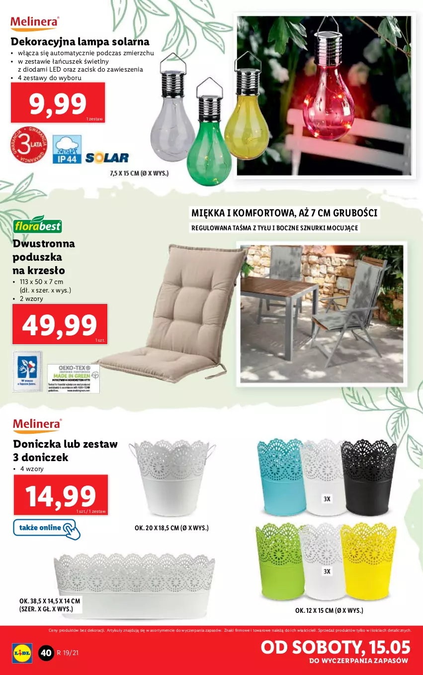 Gazetka promocyjna Lidl - GAZETKA - ważna 10.05 do 15.05.2021 - strona 40 - produkty: Krzesło, Lampa, Poduszka