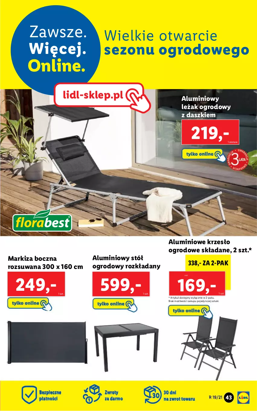 Gazetka promocyjna Lidl - GAZETKA - ważna 10.05 do 15.05.2021 - strona 43 - produkty: Krzesło, Krzesło ogrodowe, Markiza, Piec, Stół