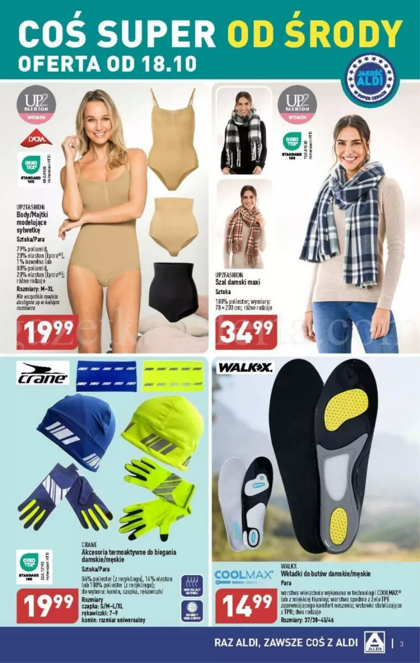 Gazetka promocyjna Aldi - ważna 18.10 do 21.10.2023 - strona 10 - produkty: Body, Czapka, Fa, Majtki, Olma, Szal, Wkładki