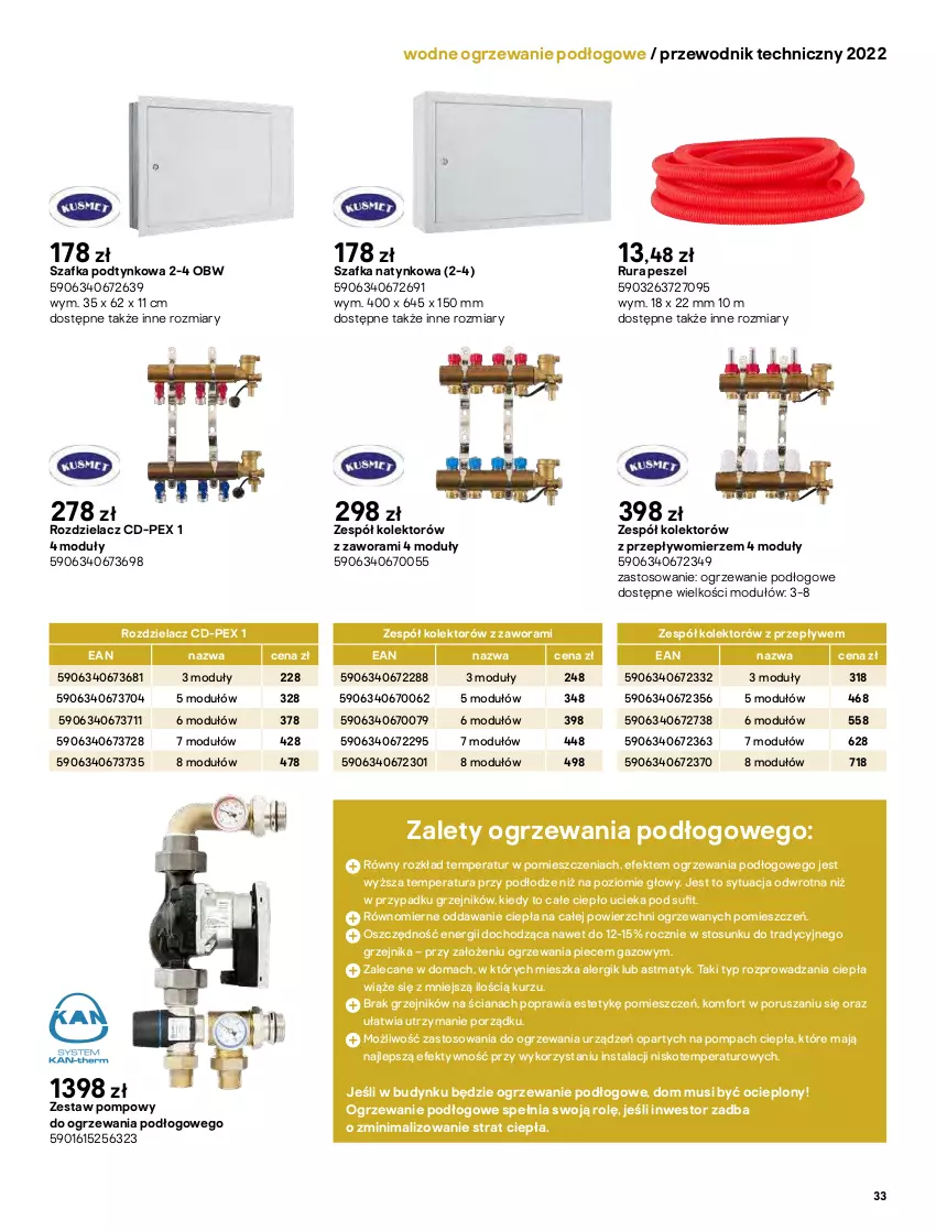 Gazetka promocyjna Castorama - Przewodnik techniczny 2022 - ważna 21.03 do 30.03.2022 - strona 33 - produkty: Grzejnik, Mus, Ogrzewanie, Piec, Por, Przewodnik, Rura, Rura wielowarstwowa, Szafka