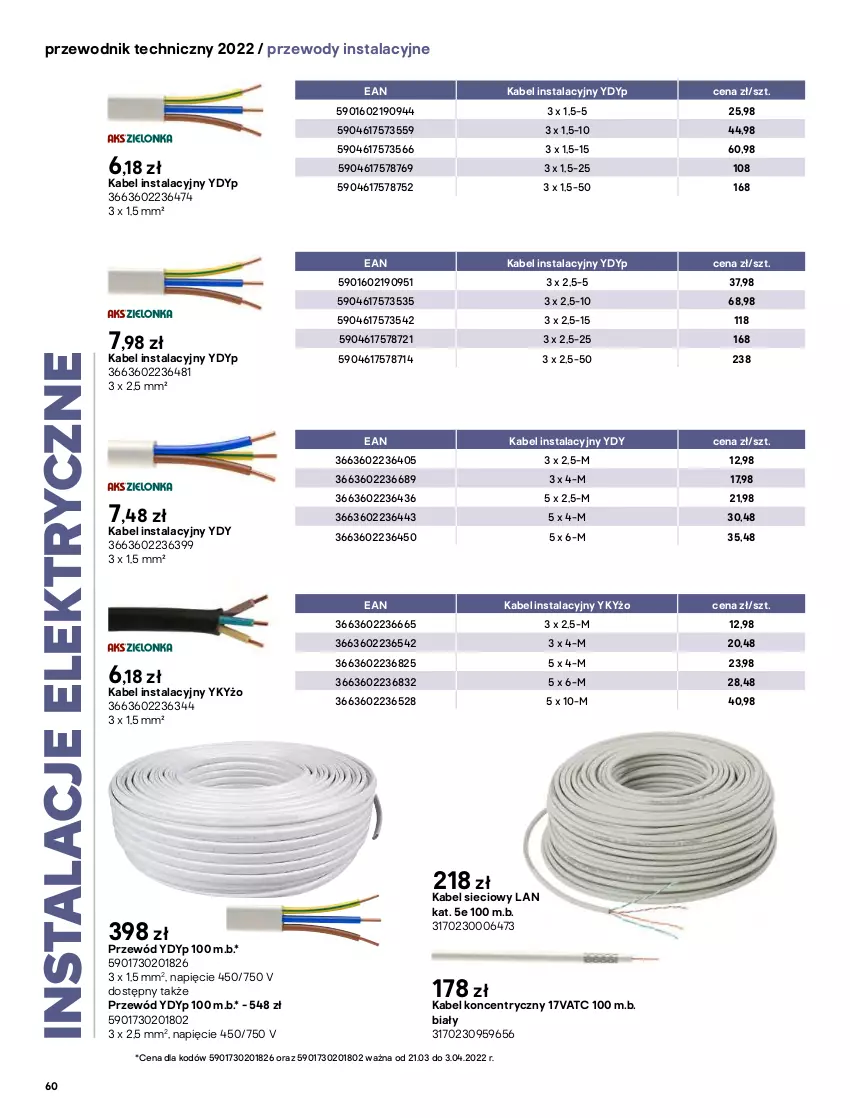 Gazetka promocyjna Castorama - Przewodnik techniczny 2022 - ważna 21.03 do 30.03.2022 - strona 60 - produkty: Przewód, Przewodnik