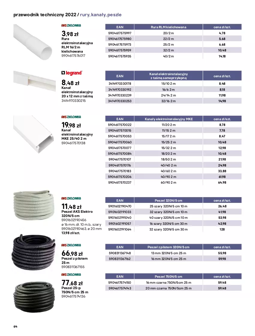 Gazetka promocyjna Castorama - Przewodnik techniczny 2022 - ważna 21.03 do 30.03.2022 - strona 64 - produkty: Fa, Gniazdo pojedyncze, Mop, Przewodnik, Rura