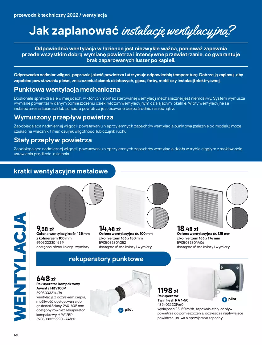 Gazetka promocyjna Castorama - Przewodnik techniczny 2022 - ważna 21.03 do 30.03.2022 - strona 68 - produkty: Fa, LG, Mus, Przewodnik, Ramka, Rekuperator kompaktowy