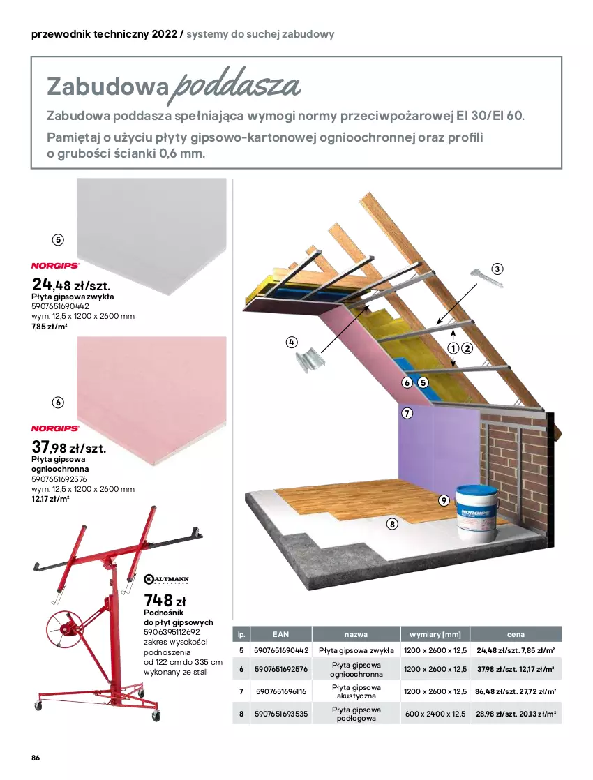 Gazetka promocyjna Castorama - Przewodnik techniczny 2022 - ważna 21.03 do 30.03.2022 - strona 86 - produkty: Finish, Klej, Klej gipsowy, Masa szpachlowa, Mięta, Płyta, Płyta gipsowa, Przewodnik, Sok, Wieszak