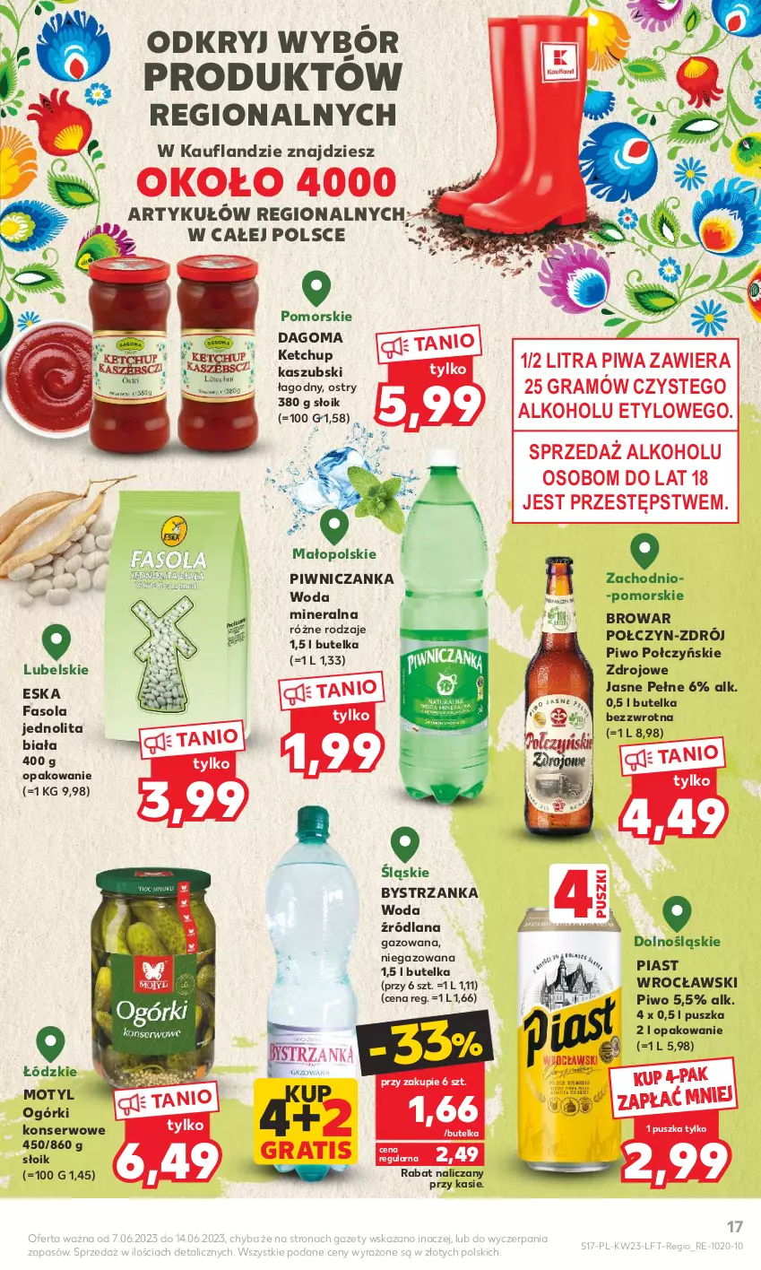 Gazetka promocyjna Kaufland - Gazetka tygodnia - ważna 07.06 do 14.06.2023 - strona 17 - produkty: Fa, Fasola, Gra, Ketchup, LANA, Ogórki konserwowe, Piast, Piwa, Piwo, Ser, Woda, Woda mineralna