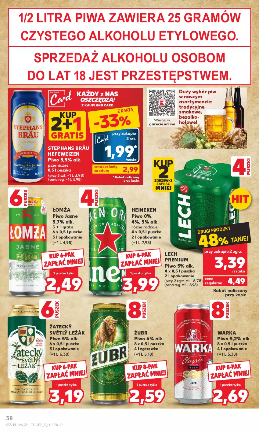 Gazetka promocyjna Kaufland - Gazetka tygodnia - ważna 07.06 do 14.06.2023 - strona 38 - produkty: Gra, Heineken, Lech Premium, Piwa, Piwo, Piwo jasne, Warka