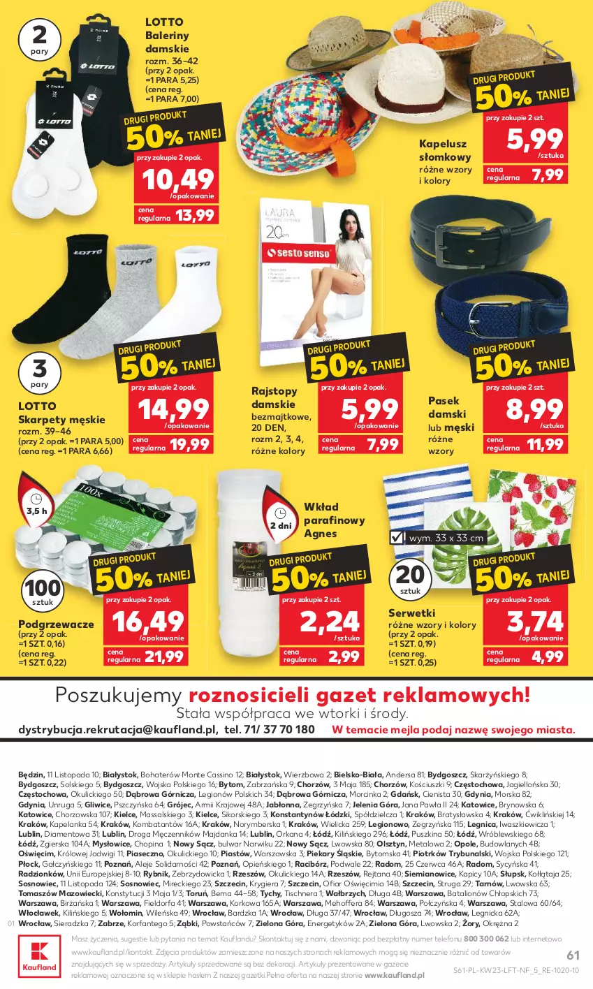 Gazetka promocyjna Kaufland - Gazetka tygodnia - ważna 07.06 do 14.06.2023 - strona 61 - produkty: Baleriny, Fa, Inka, Karp, Lion, Monte, Orka, Pasek, Pasek damski, Piast, Podgrzewacze, Rajstopy, Ser, Serwetki, Sos, Telefon, Top