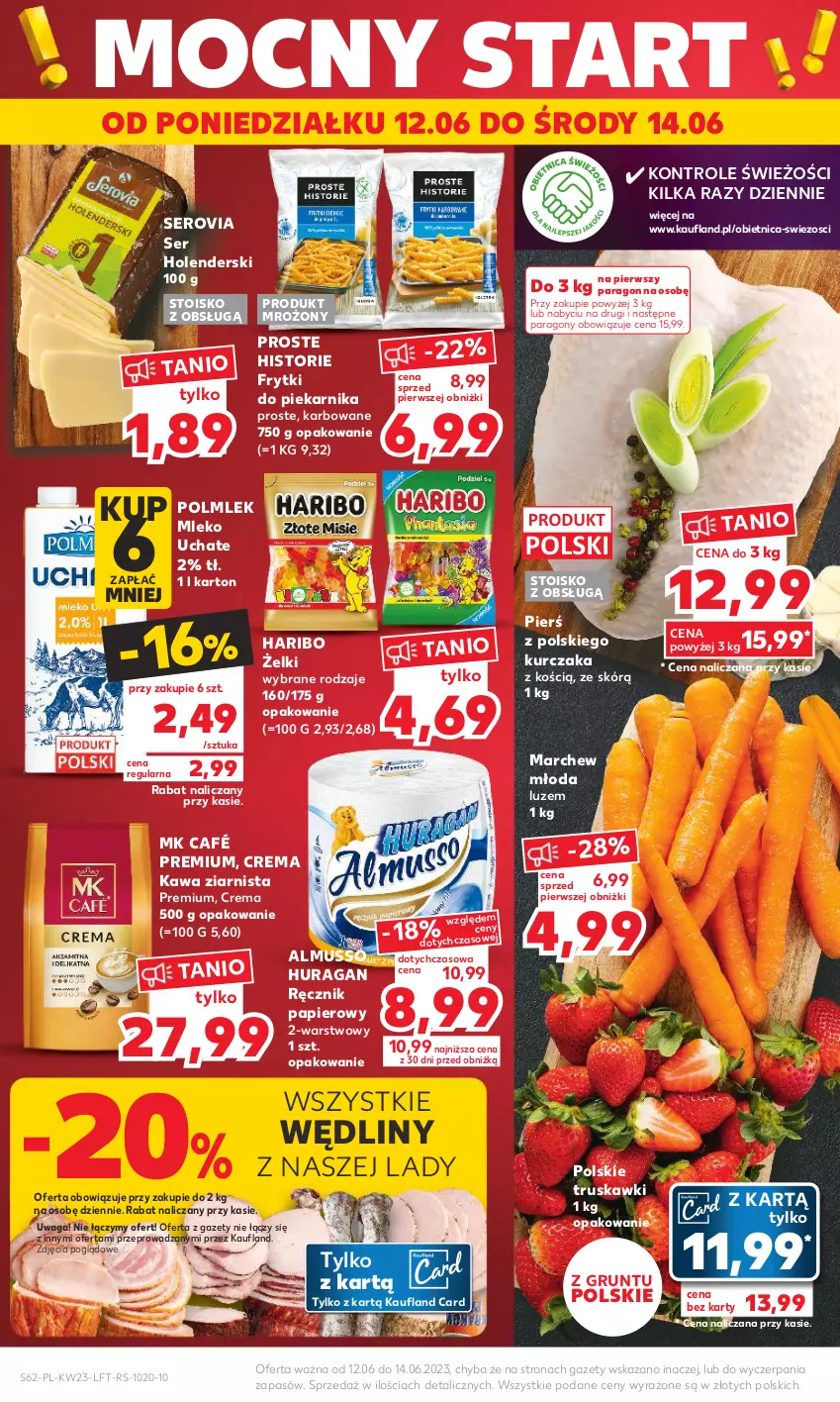 Gazetka promocyjna Kaufland - Gazetka tygodnia - ważna 07.06 do 14.06.2023 - strona 62 - produkty: Frytki, Grunt, Haribo, Kawa, Kawa ziarnista, Kurczak, Mleko, Mus, Papier, Piekarnik, POLMLEK, Ręcznik, Ser, Truskawki, Waga