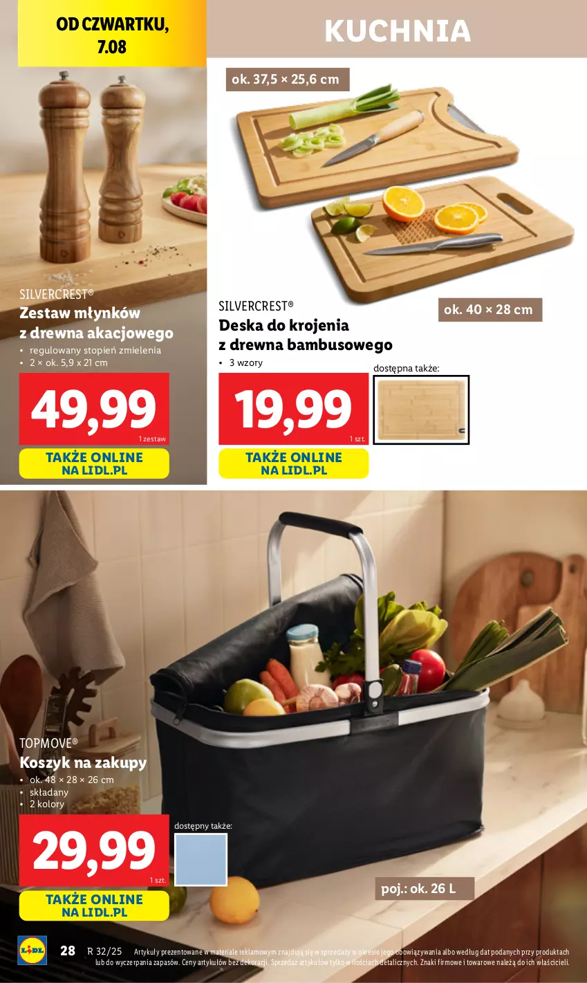 Gazetka promocyjna Lidl - GAZETKA - ważna 04.08 do 10.08.2025 - strona 32 - produkty: Deska do krojenia, Kosz, Kuchnia, Silvercrest, Top