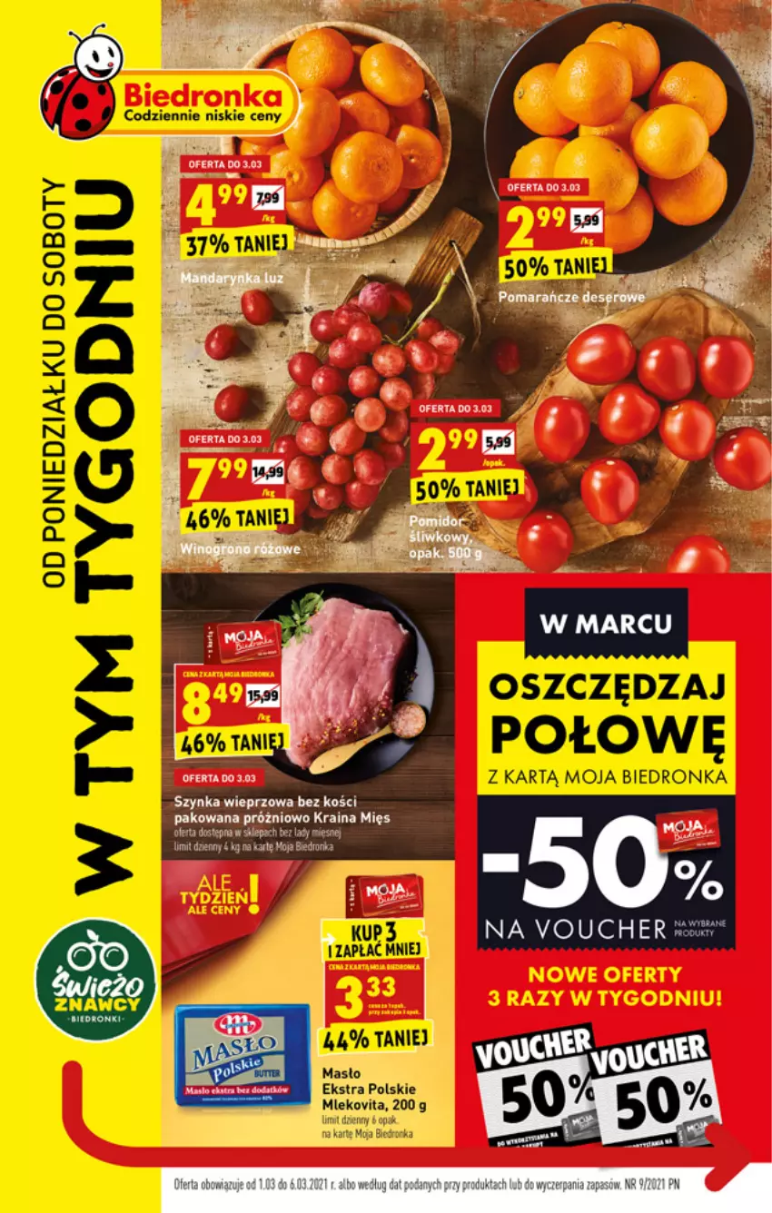 Gazetka promocyjna Biedronka - W tym tygodniu PN - ważna 01.03 do 06.03.2021 - strona 1 - produkty: Szynka, Szynka wieprzowa