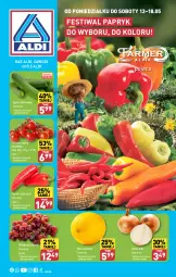 Gazetka promocyjna Aldi - Farmer ALDIK poleca świeże owoce i warzywa - Gazetka - ważna od 18.05 do 18.05.2024 - strona 1 - produkty: Cebula, Papryka, Winogrona, Szpic, Wino, Pomidory, Melon